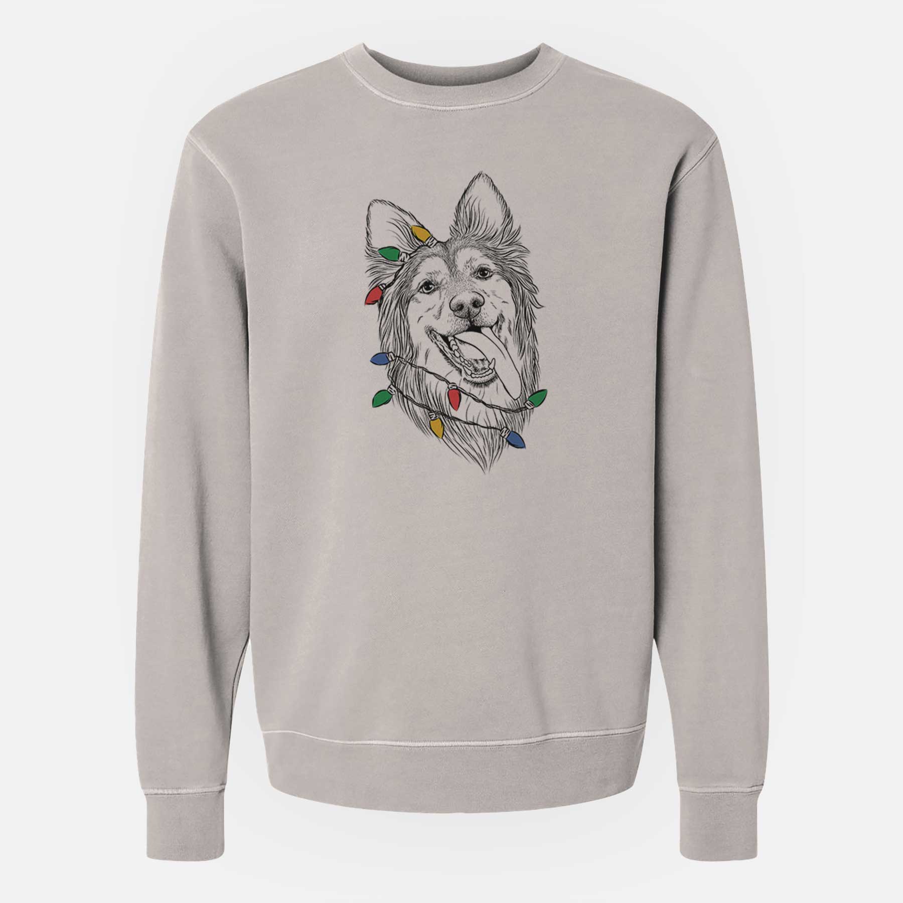 Christmas Lights Rosalie the German Shepherd Mix - Unisex Pigment Dyed Crew Sweatshirt