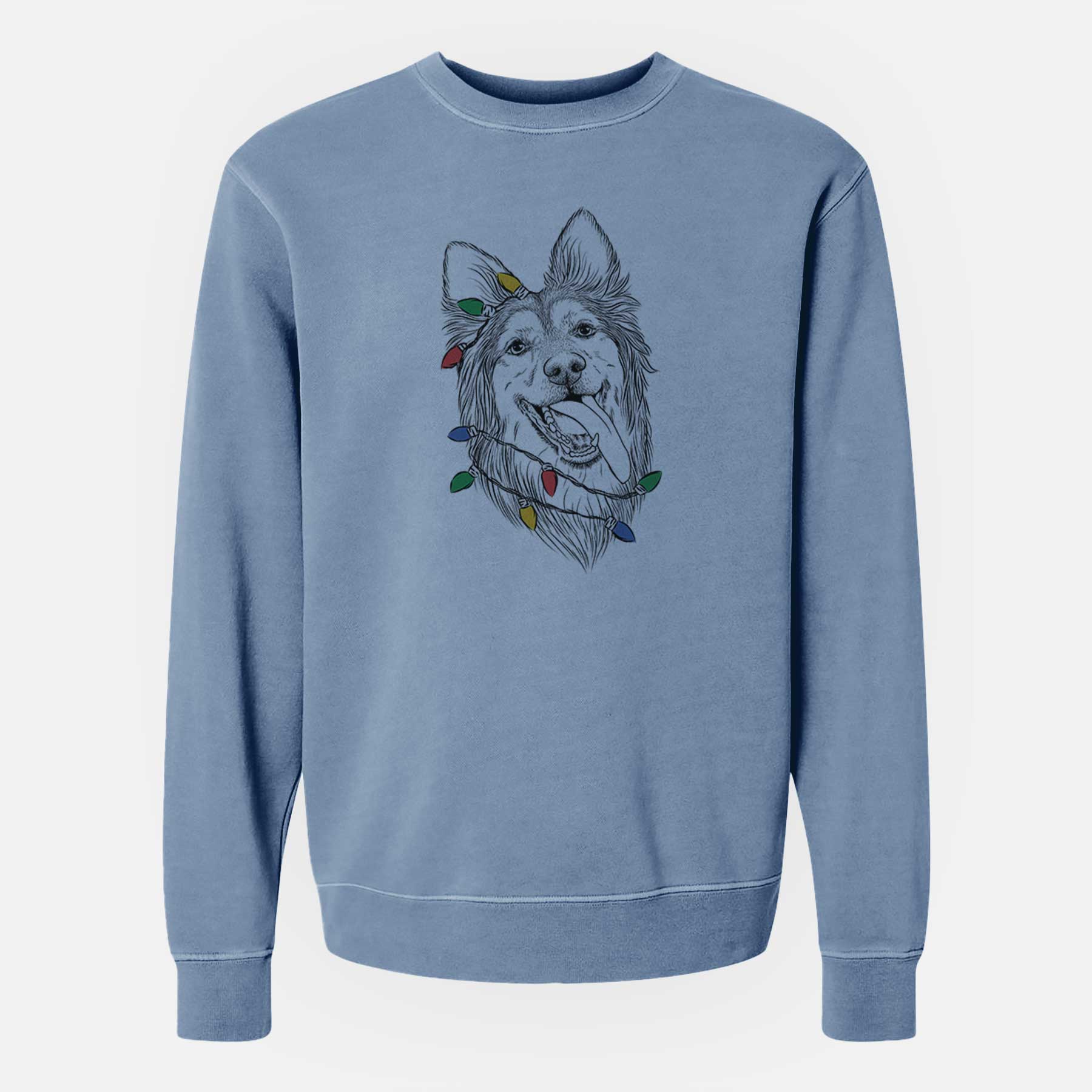 Christmas Lights Rosalie the German Shepherd Mix - Unisex Pigment Dyed Crew Sweatshirt