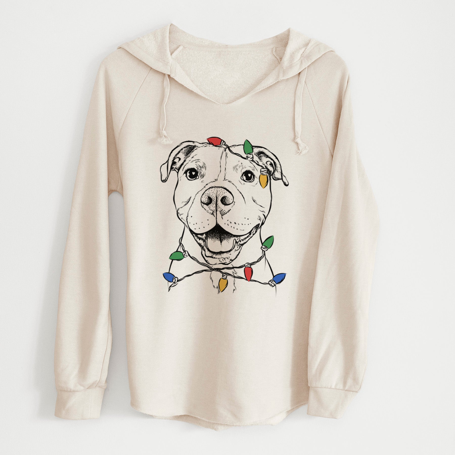 Christmas Lights Roscoe the Pitbull - Cali Wave Hooded Sweatshirt