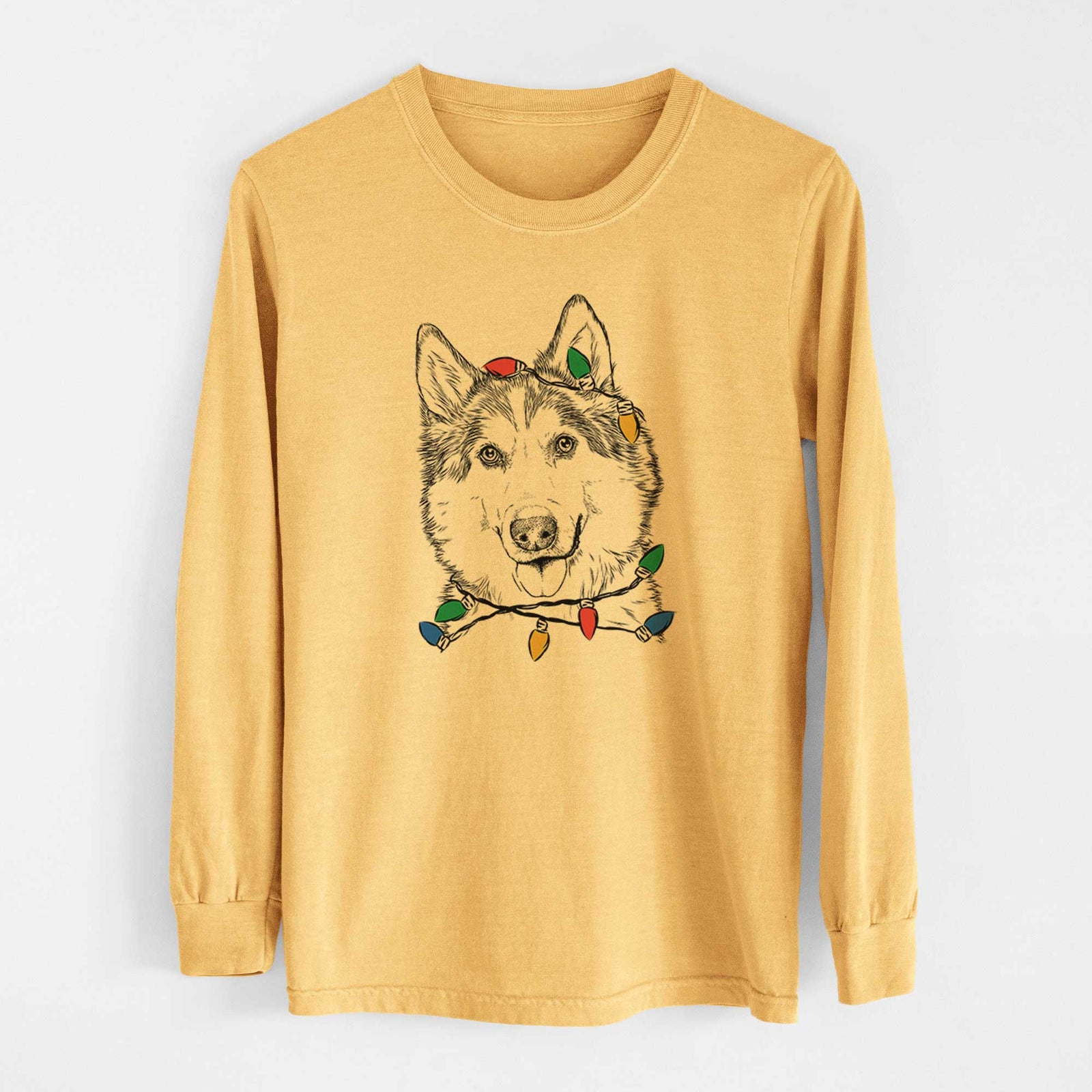Christmas Lights Roshi the Mixed Breed - Heavyweight 100% Cotton Long Sleeve