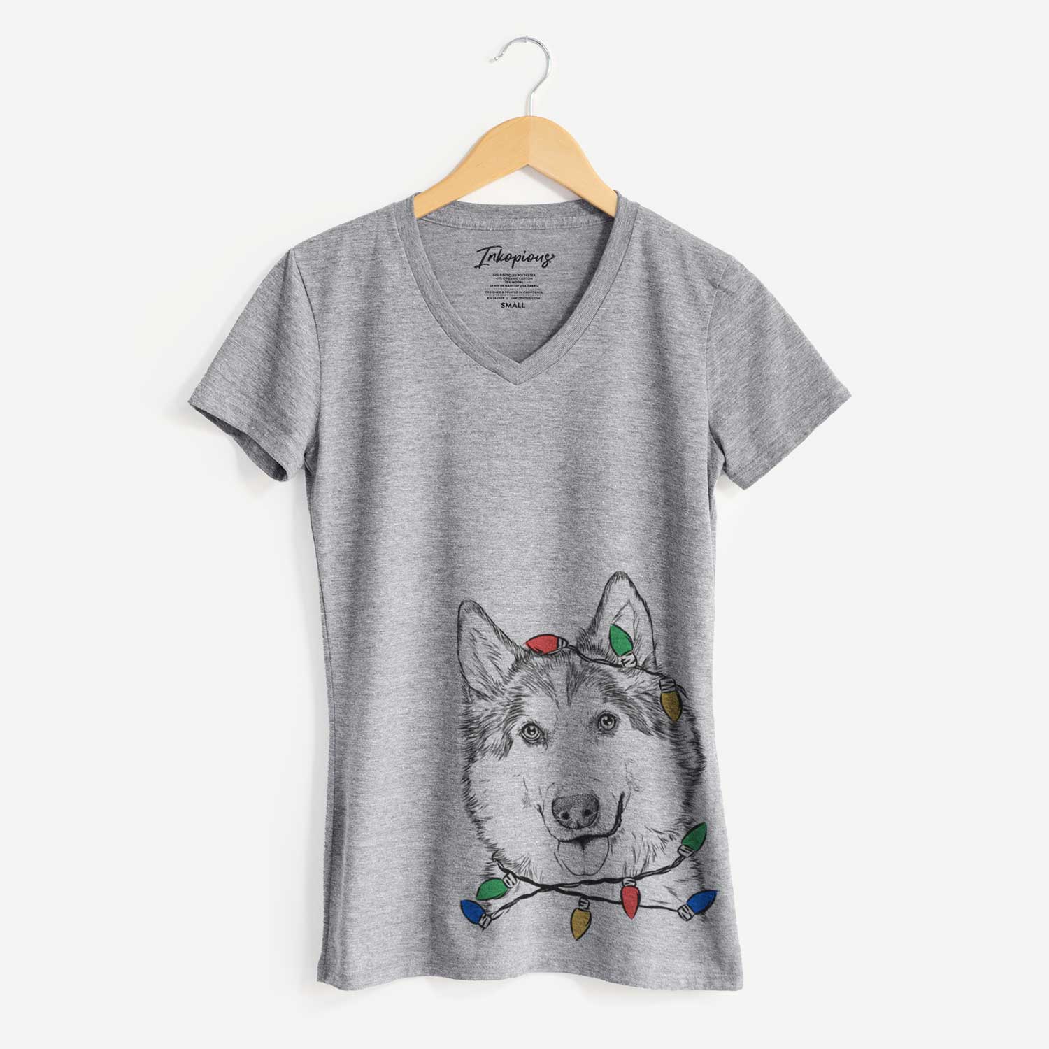 Christmas Lights Roshi the Mixed Breed - Women's V-neck Shirt