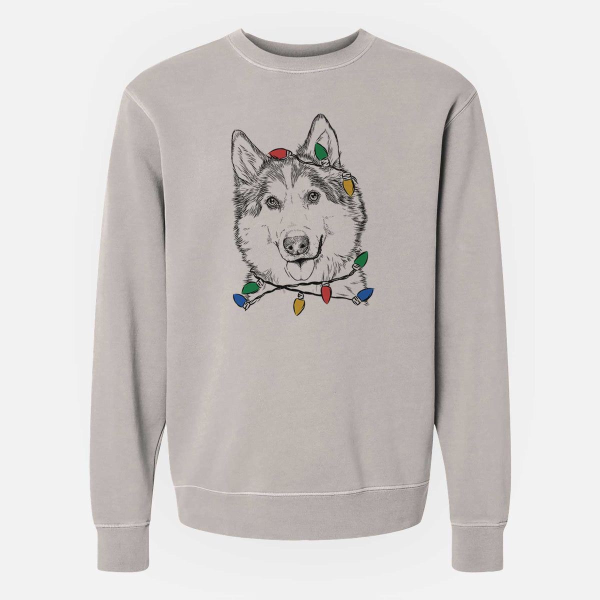 Christmas Lights Roshi the Mixed Breed - Unisex Pigment Dyed Crew Sweatshirt