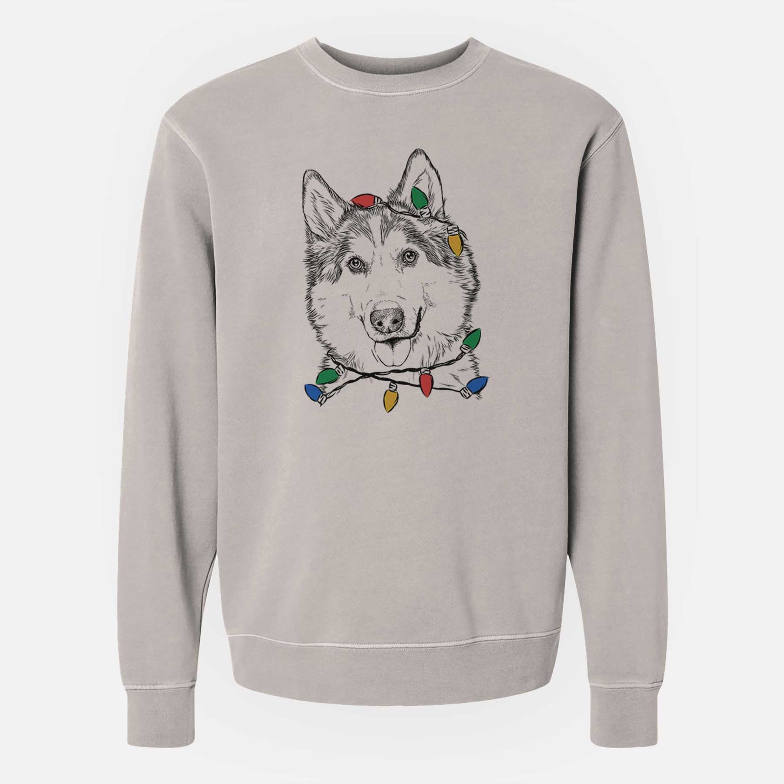 Christmas Lights Roshi the Mixed Breed - Unisex Pigment Dyed Crew Sweatshirt