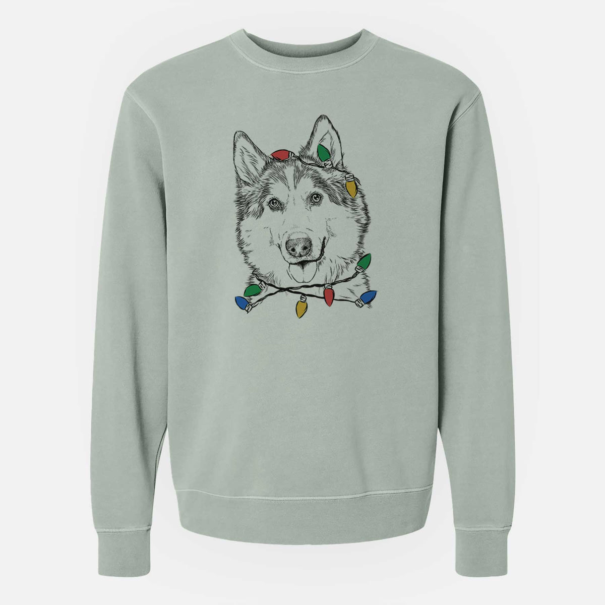 Christmas Lights Roshi the Mixed Breed - Unisex Pigment Dyed Crew Sweatshirt