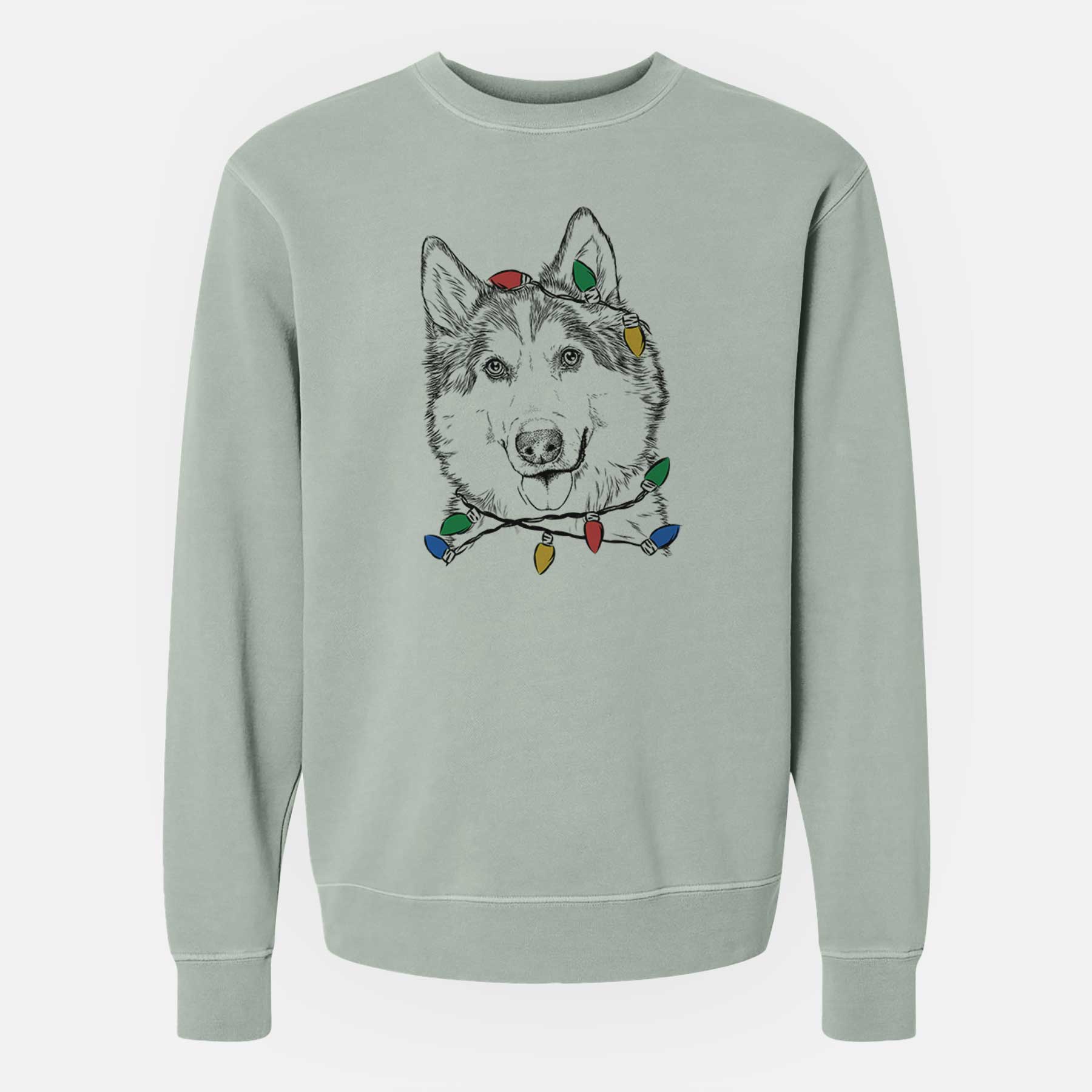 Christmas Lights Roshi the Mixed Breed - Unisex Pigment Dyed Crew Sweatshirt