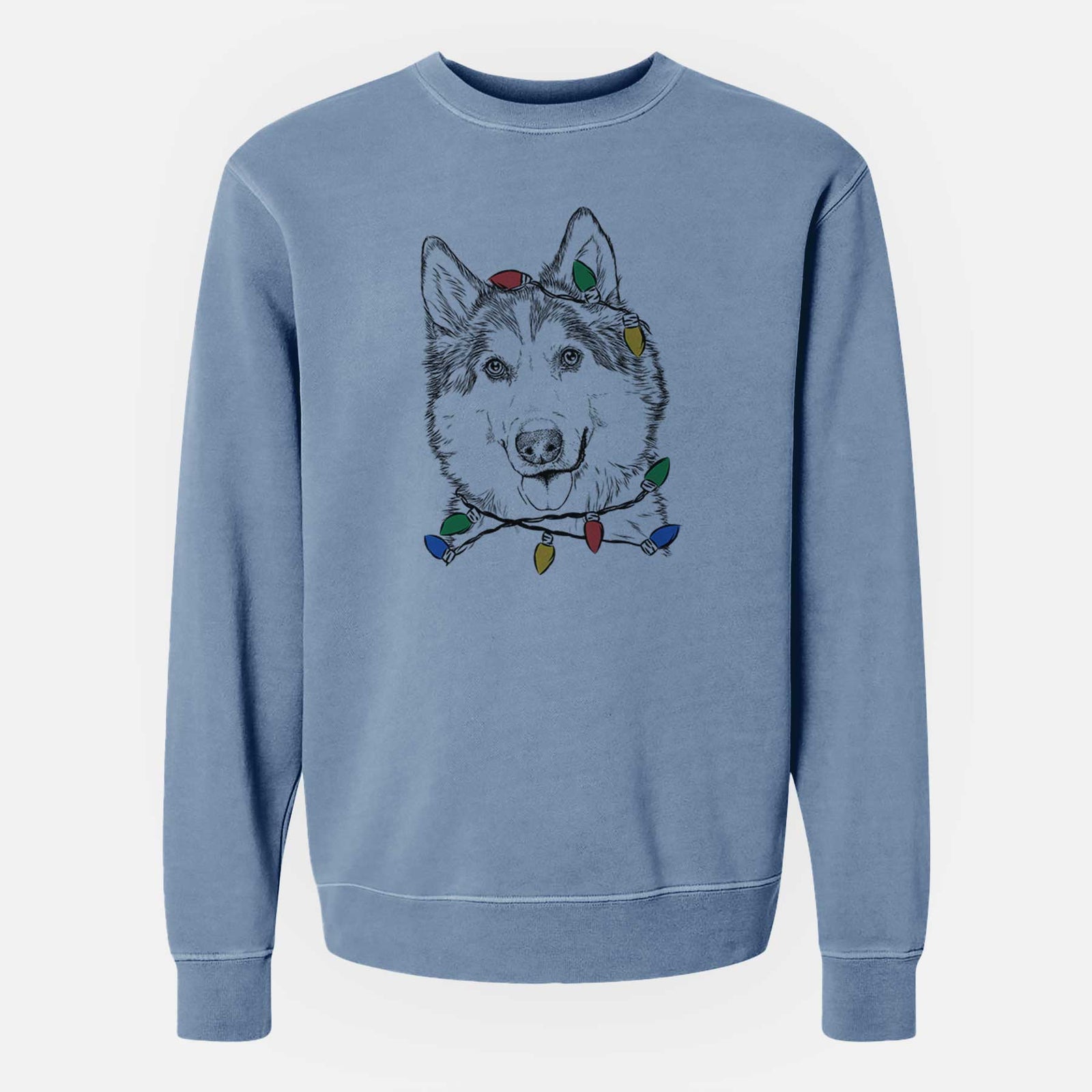 Christmas Lights Roshi the Mixed Breed - Unisex Pigment Dyed Crew Sweatshirt