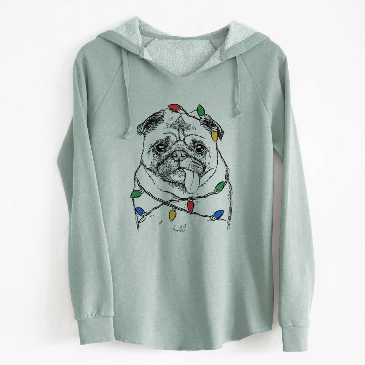 Christmas Lights Rosie the Pug - Cali Wave Hooded Sweatshirt