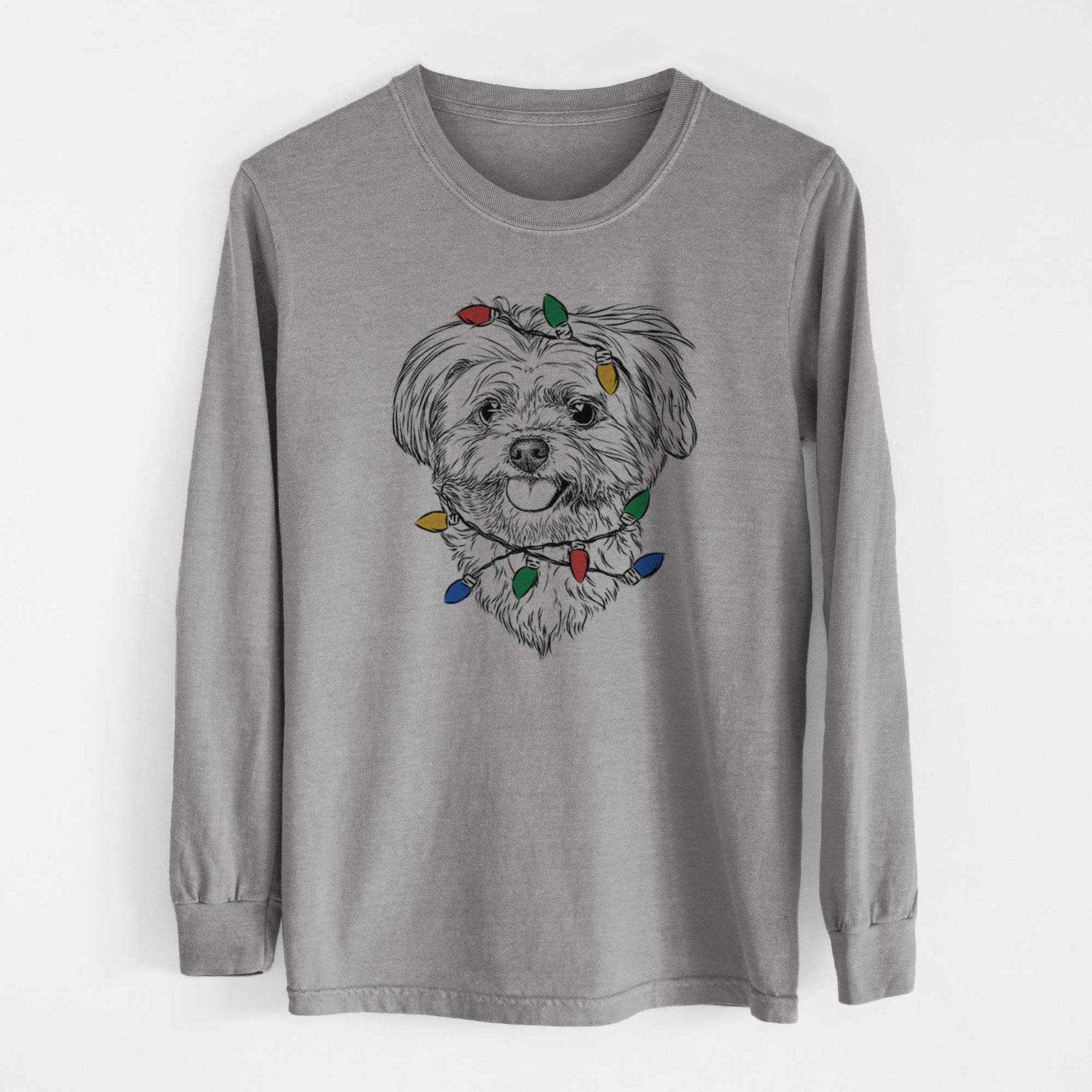 Christmas Lights Rosie the Maltipoo - Heavyweight 100% Cotton Long Sleeve
