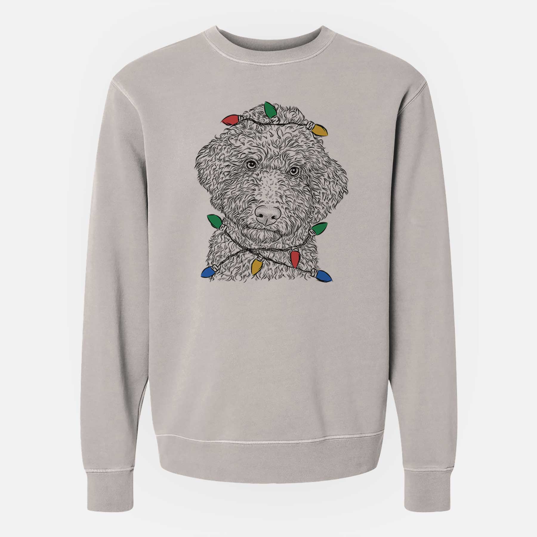 Christmas Lights Ross the Lagotto Romagnolo - Unisex Pigment Dyed Crew Sweatshirt