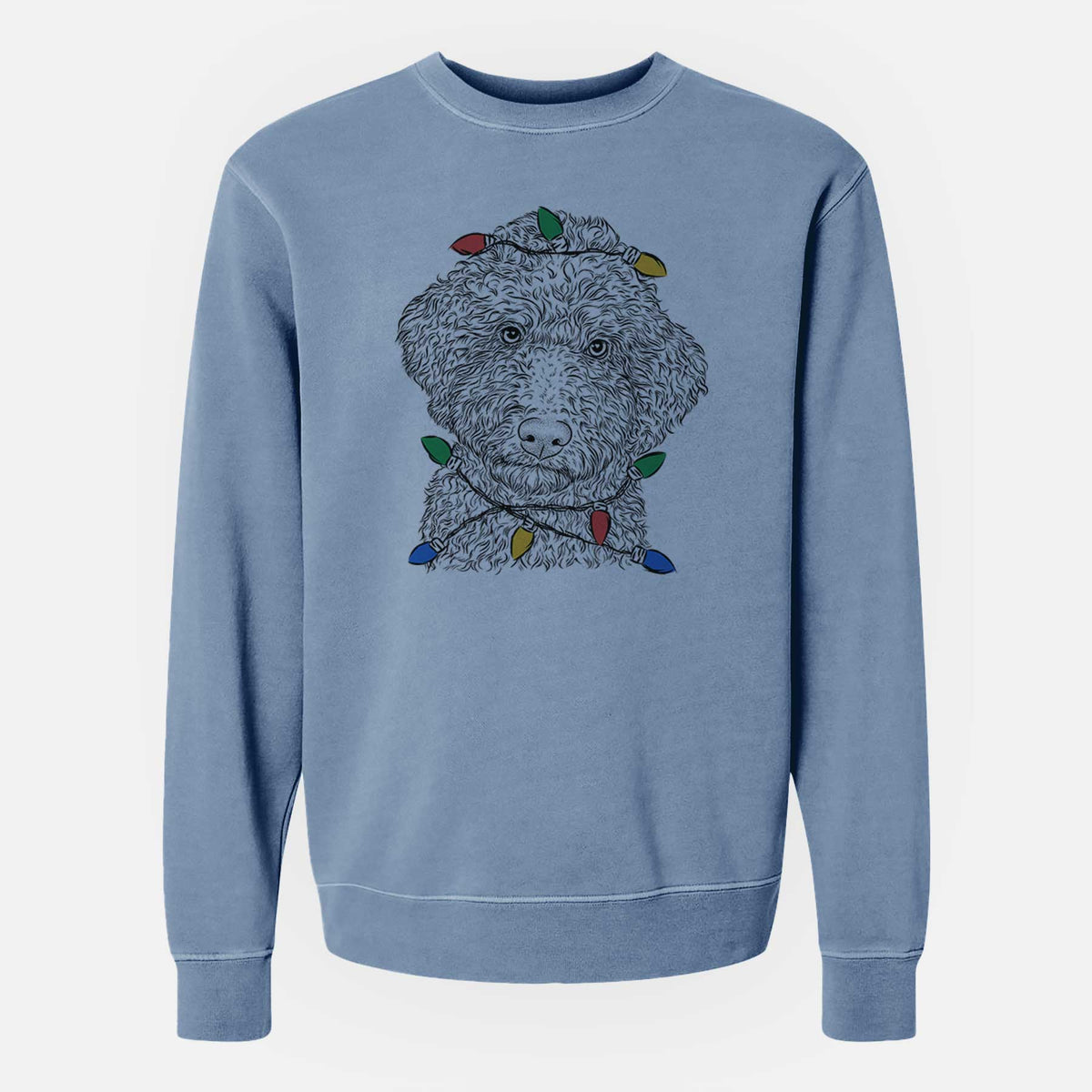 Christmas Lights Ross the Lagotto Romagnolo - Unisex Pigment Dyed Crew Sweatshirt