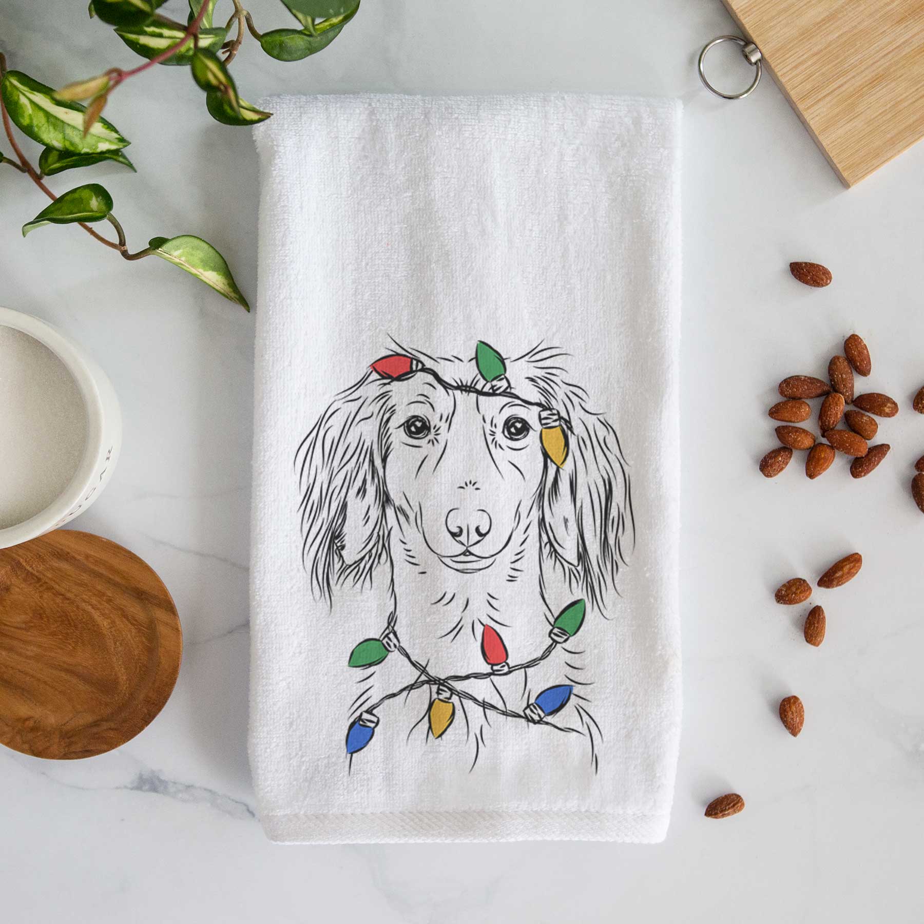 Roux the Long Haired Dachshund Decorative Hand Towel