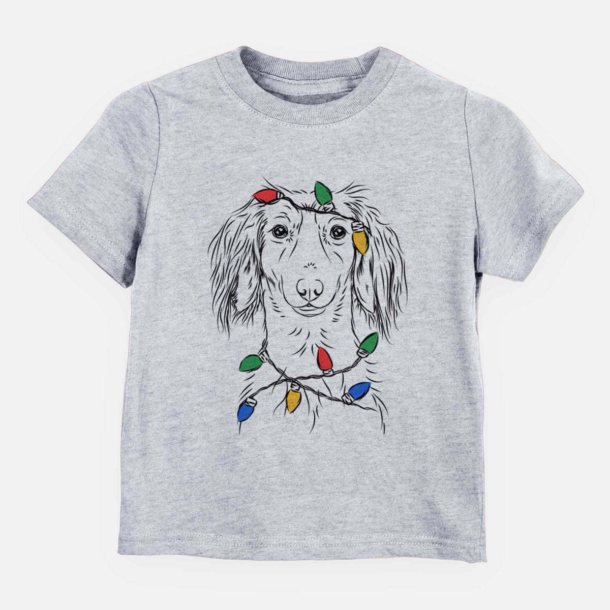 Christmas Lights Roux the Long Haired Dachshund - Kids/Youth/Toddler Shirt