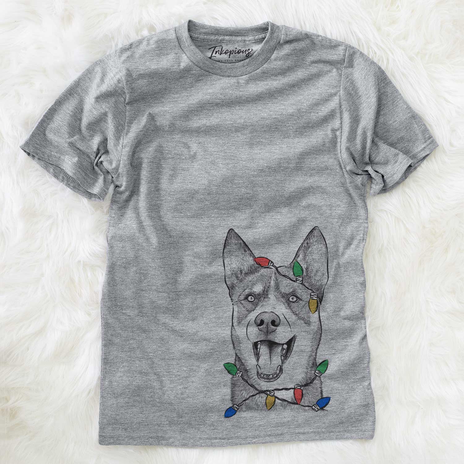 Christmas Lights Roux the Siberian Husky - Unisex Crewneck