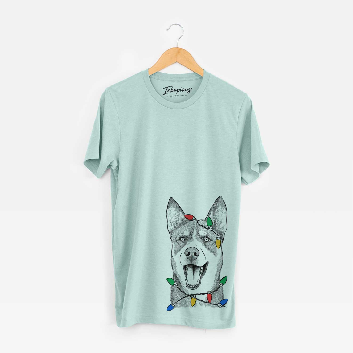 Christmas Lights Roux the Siberian Husky - Unisex Crewneck