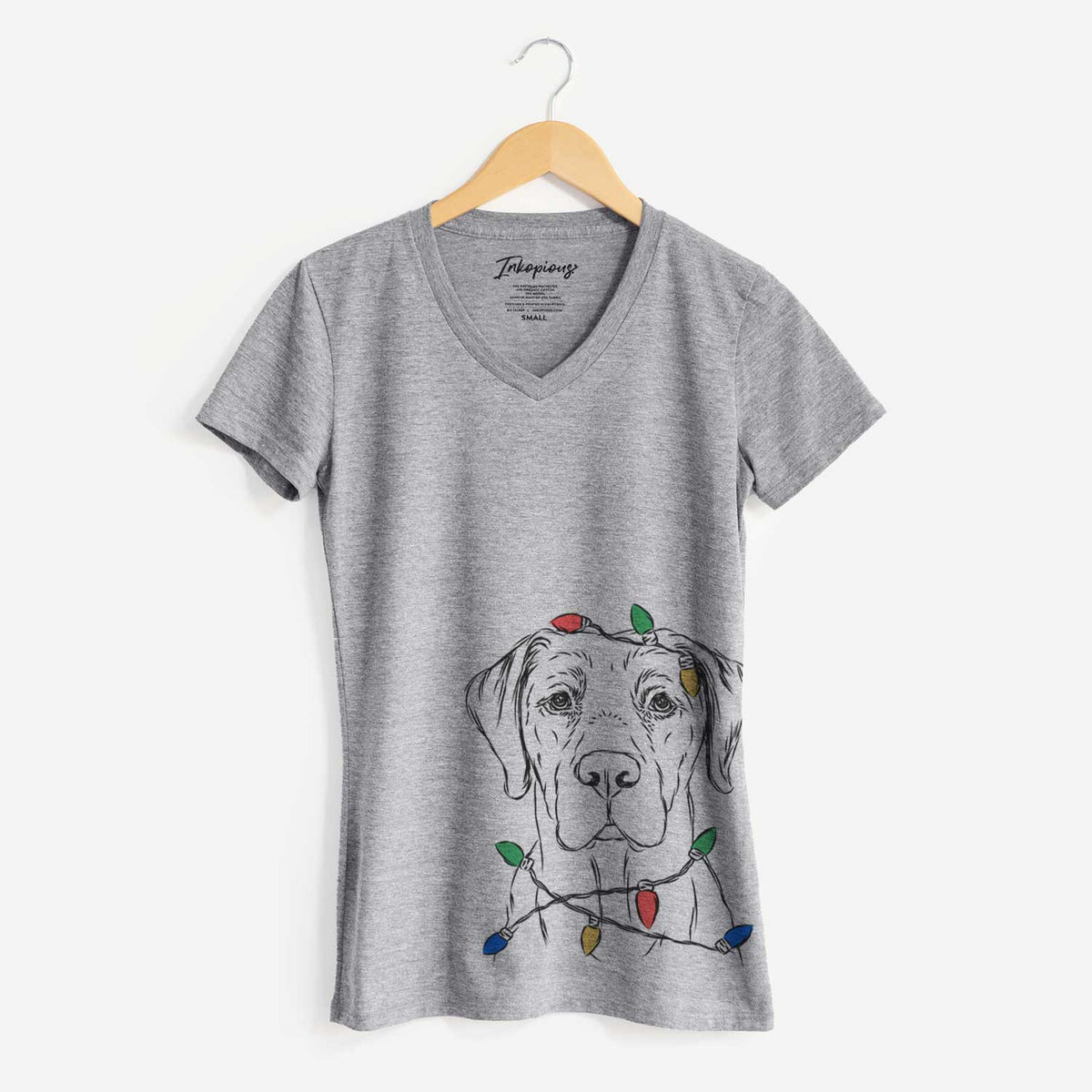 Christmas Lights Rowdy the Labrador Retriever - Women's V-neck Shirt