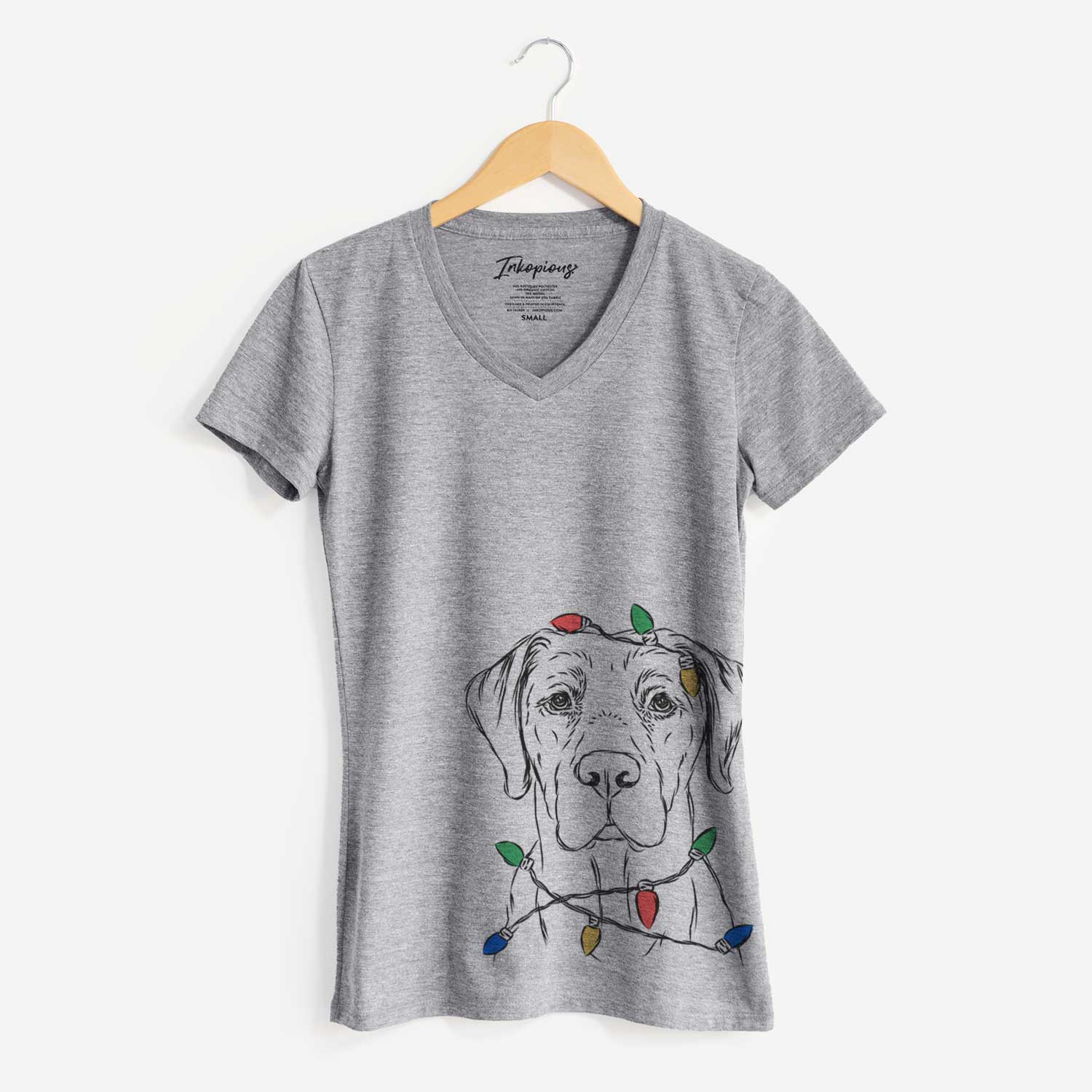 Christmas Lights Rowdy the Labrador Retriever - Women's V-neck Shirt