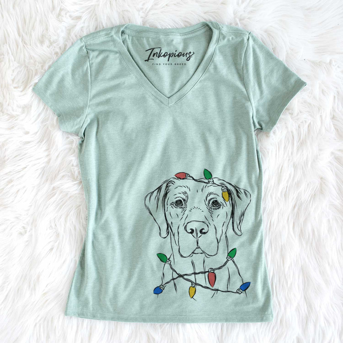 Christmas Lights Rowdy the Labrador Retriever - Women&#39;s V-neck Shirt