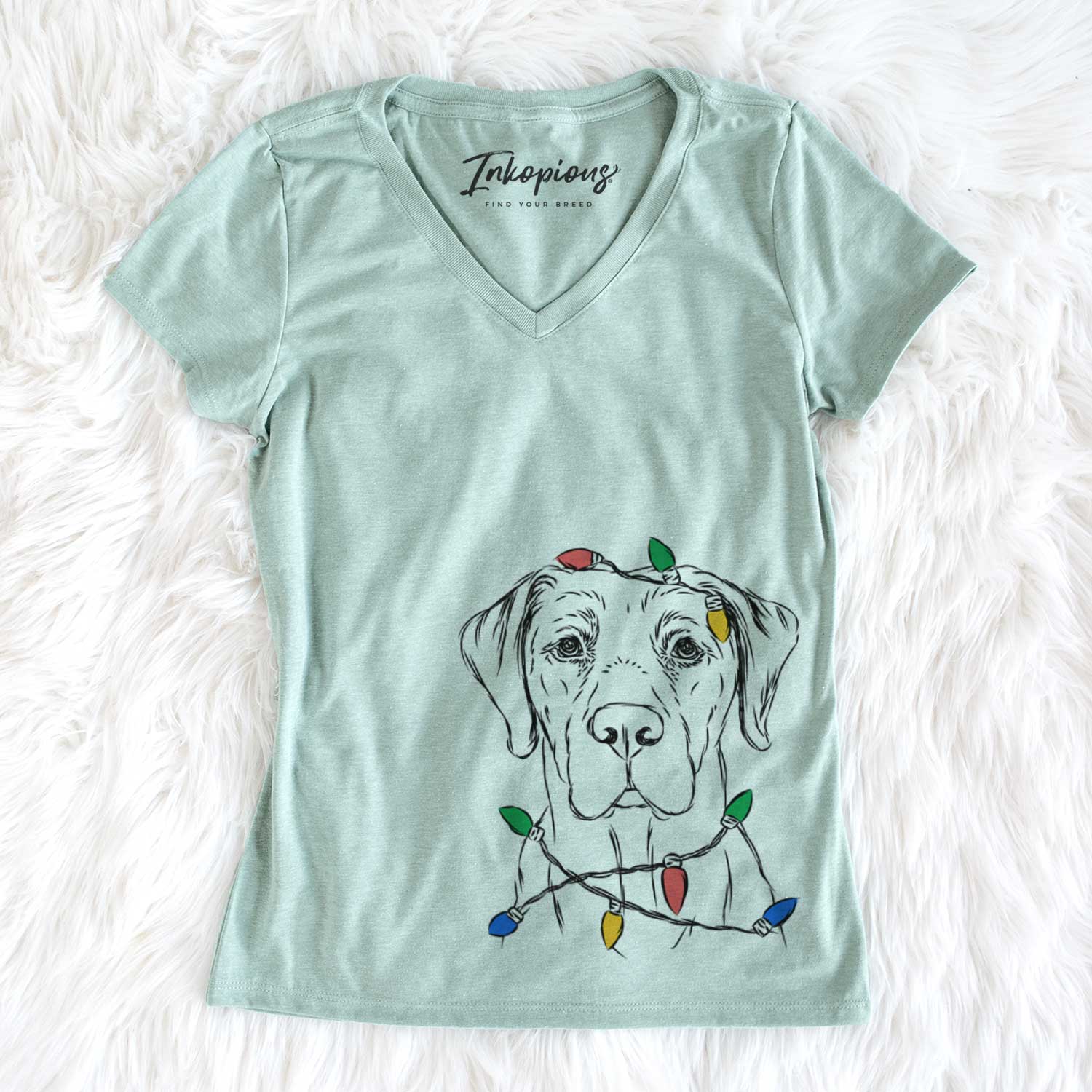 Christmas Lights Rowdy the Labrador Retriever - Women's V-neck Shirt