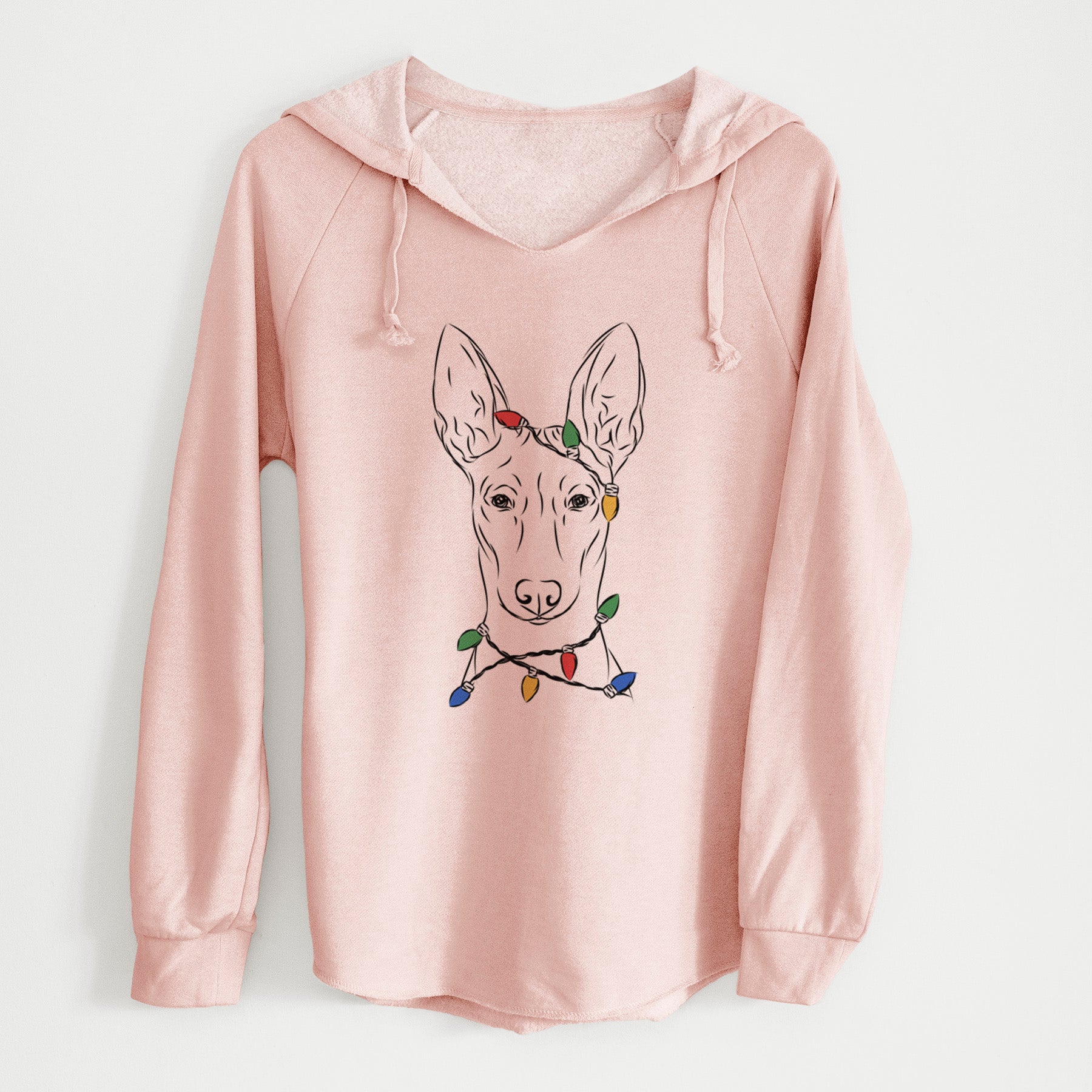 Christmas Lights Ruadh the Pharaoh Hound - Cali Wave Hooded Sweatshirt