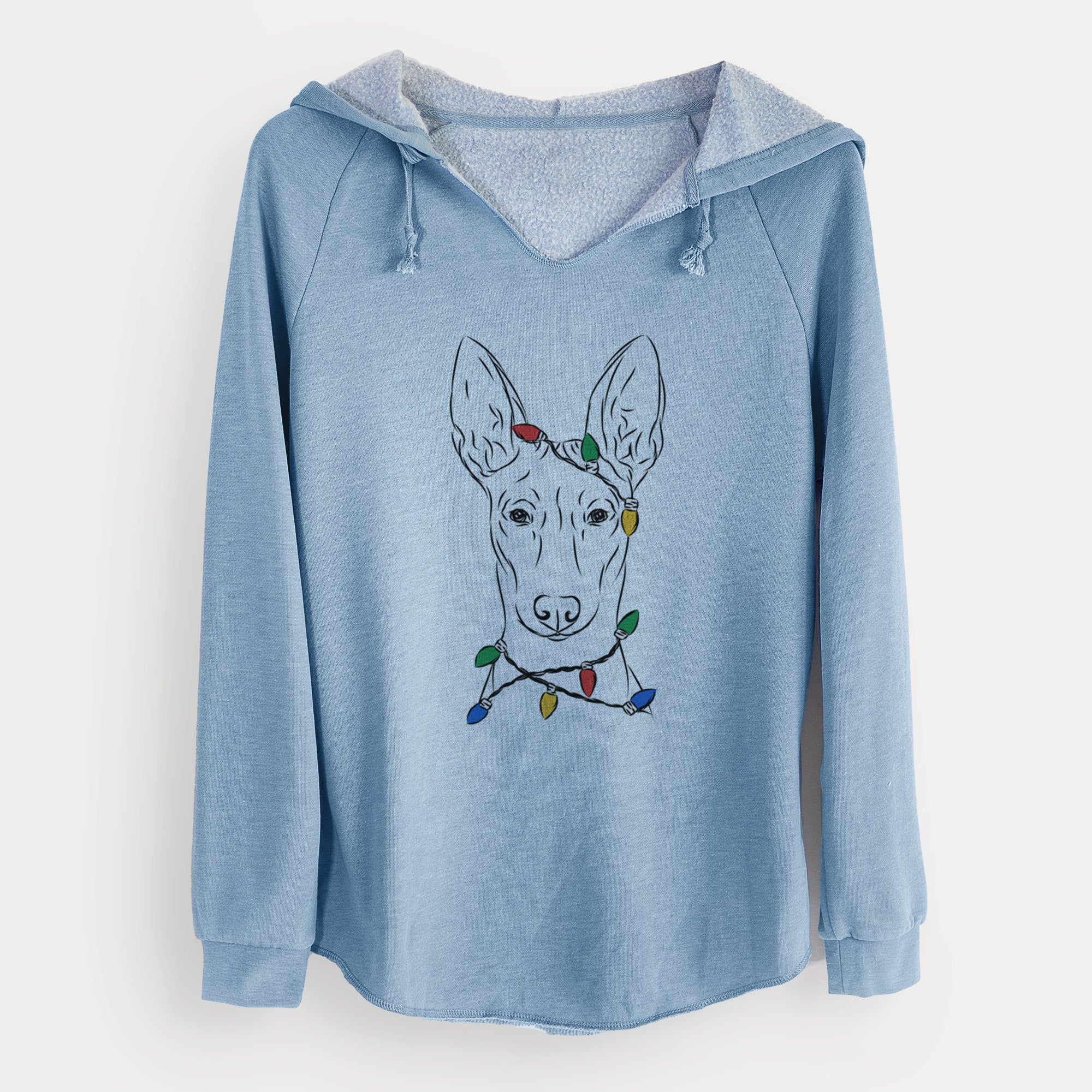 Christmas Lights Ruadh the Pharaoh Hound - Cali Wave Hooded Sweatshirt