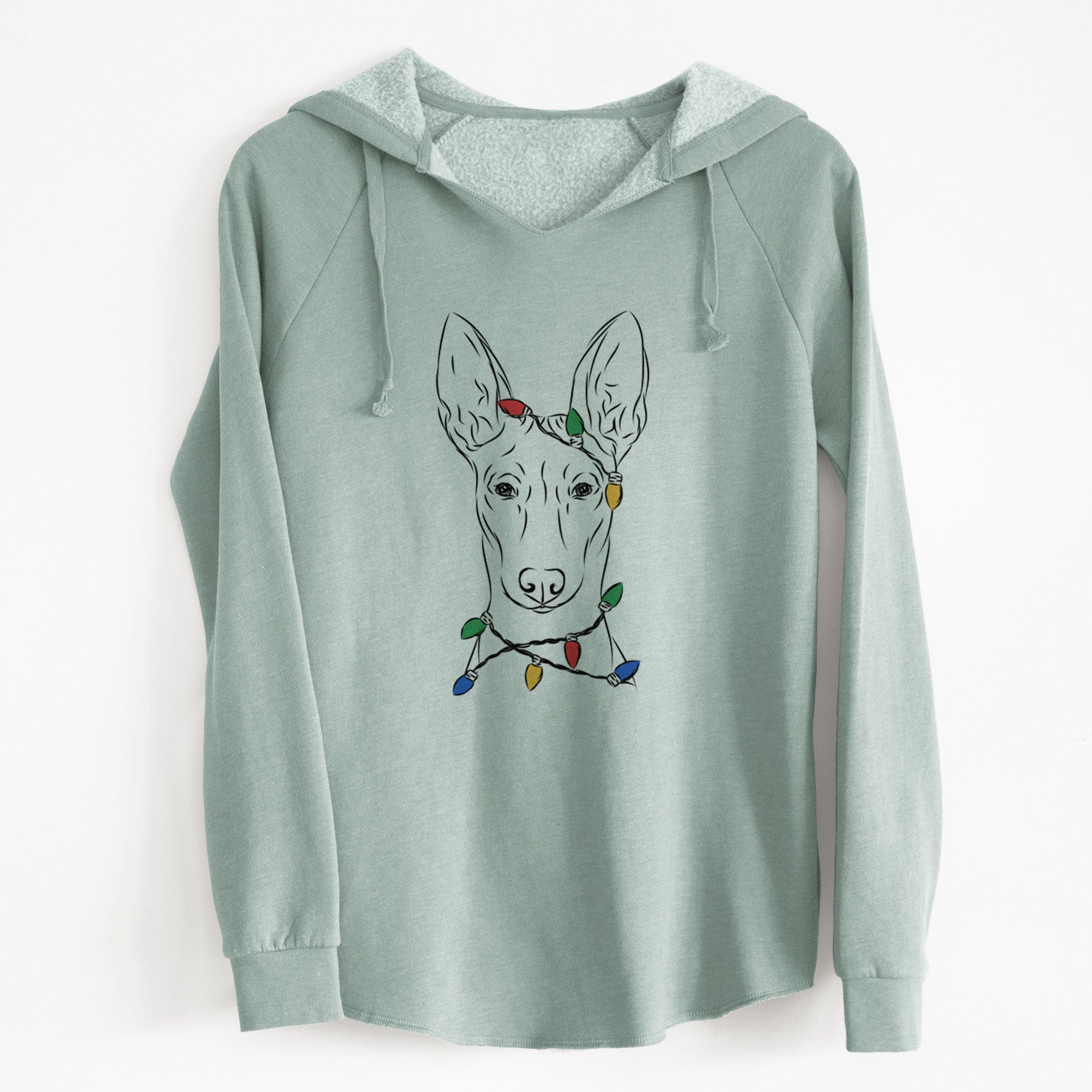 Christmas Lights Ruadh the Pharaoh Hound - Cali Wave Hooded Sweatshirt