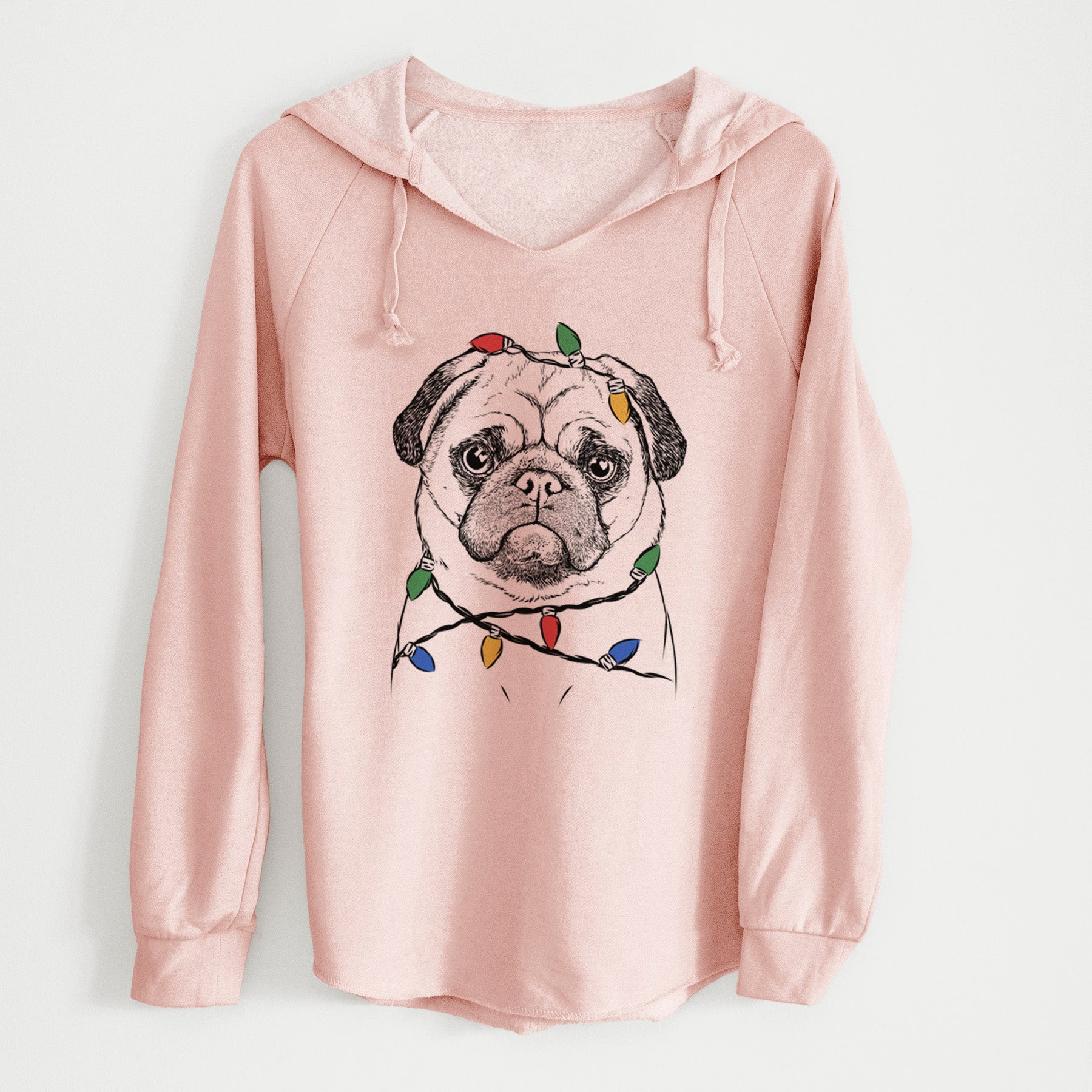 Christmas Lights Ruby the Pug - Cali Wave Hooded Sweatshirt