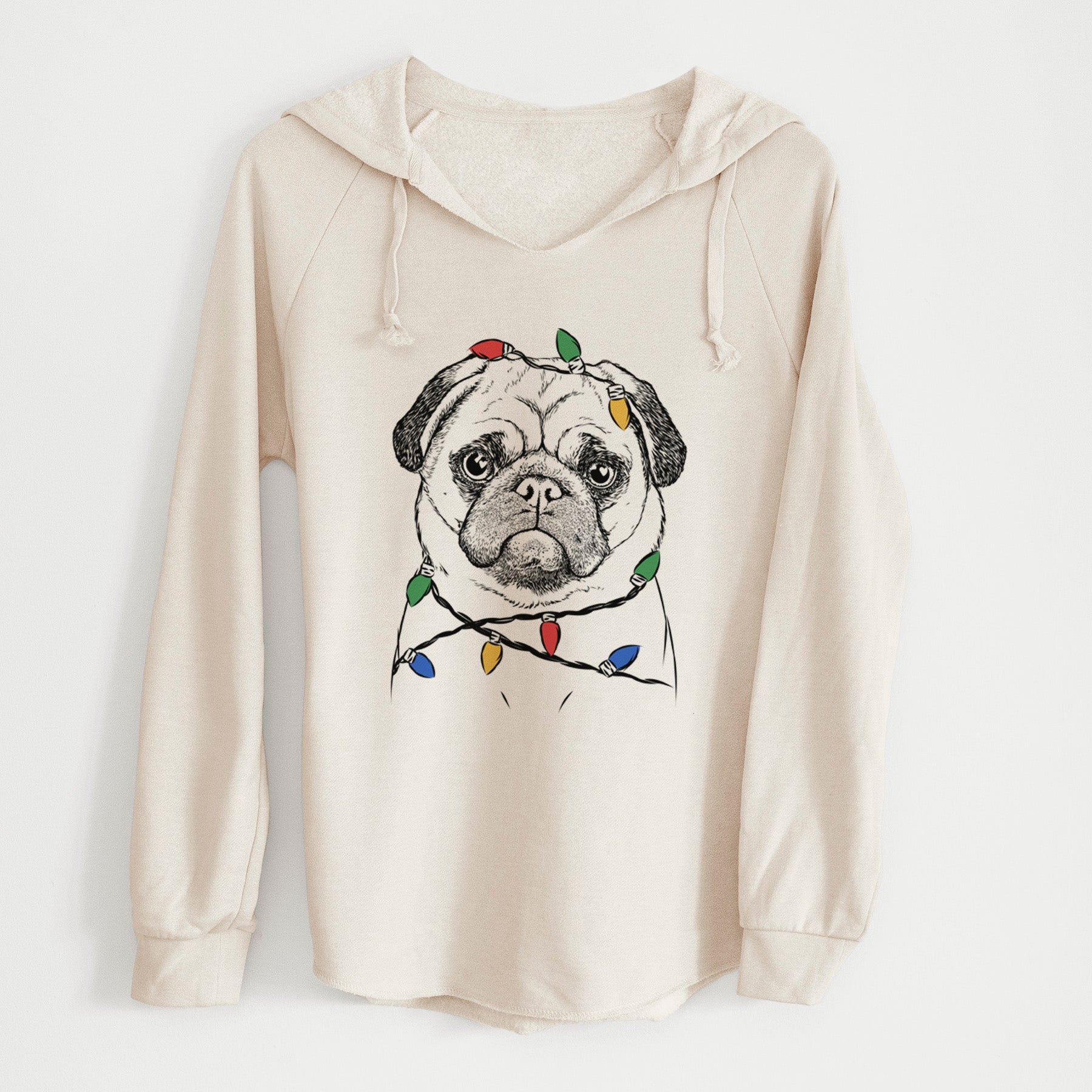 Christmas Lights Ruby the Pug - Cali Wave Hooded Sweatshirt