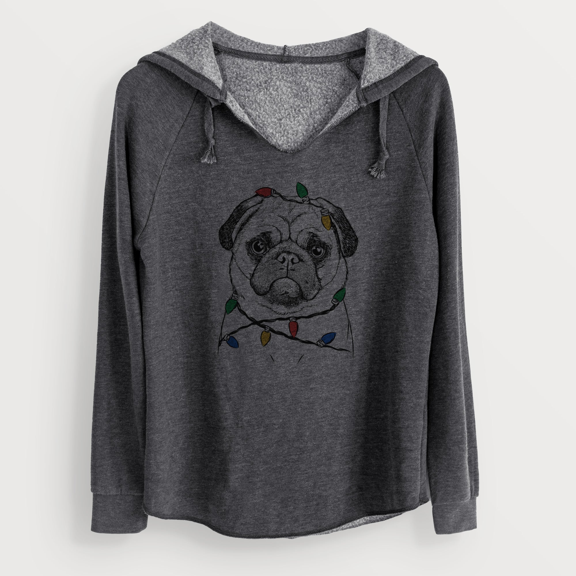 Christmas Lights Ruby the Pug - Cali Wave Hooded Sweatshirt