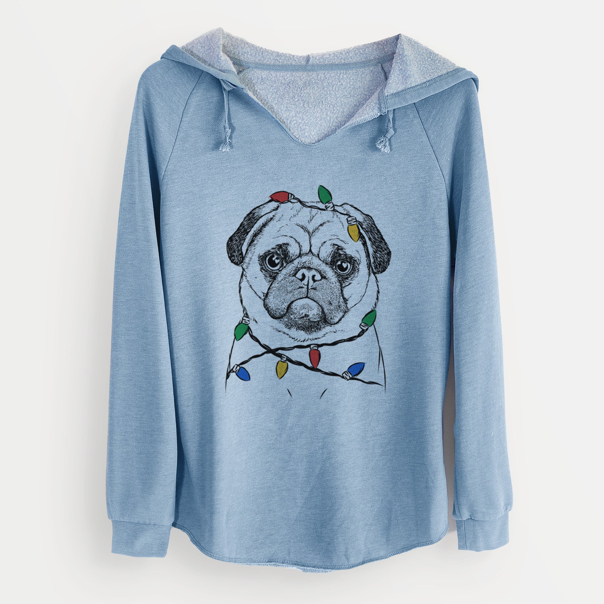 Christmas Lights Ruby the Pug - Cali Wave Hooded Sweatshirt