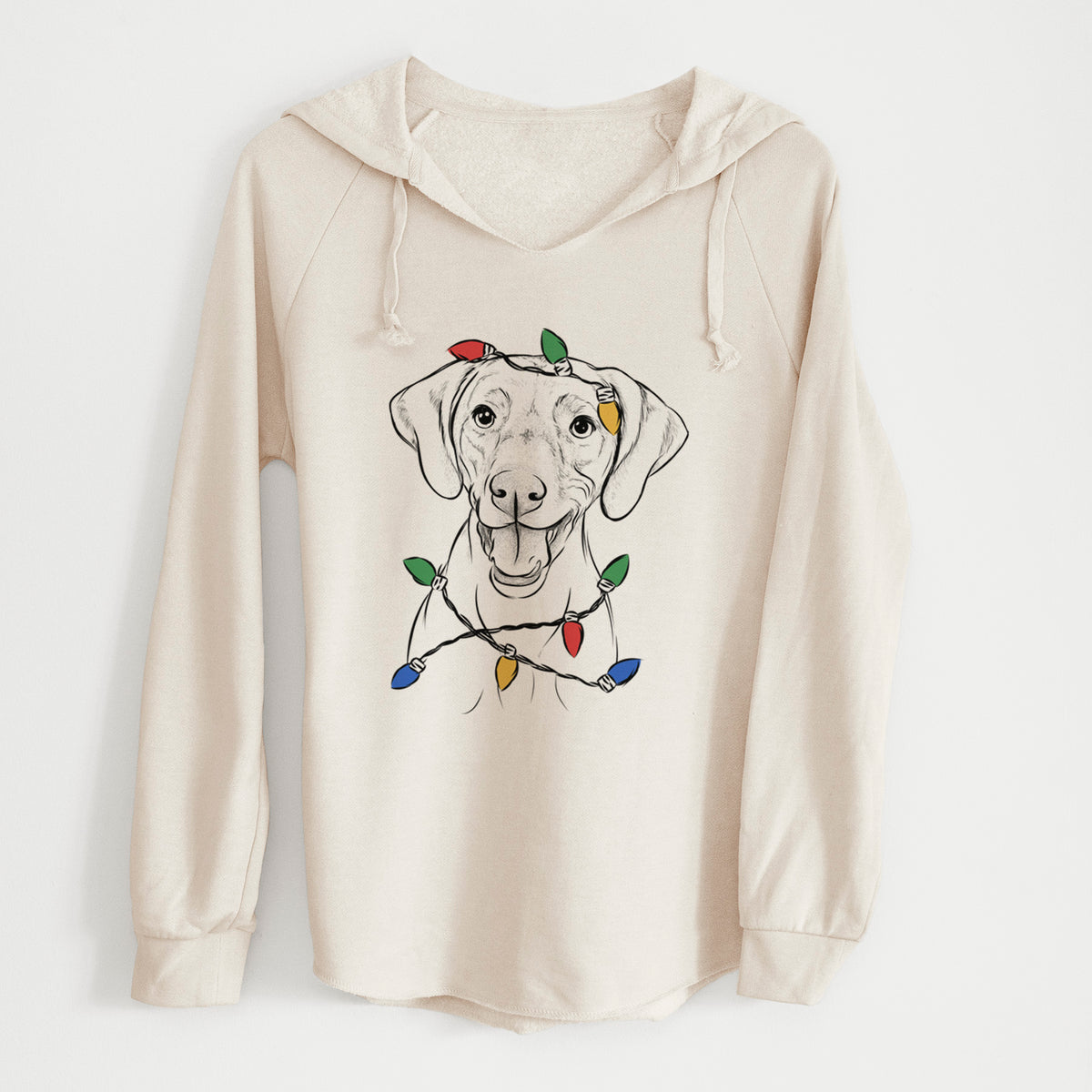 Christmas Lights Ruby the Vizsla - Cali Wave Hooded Sweatshirt