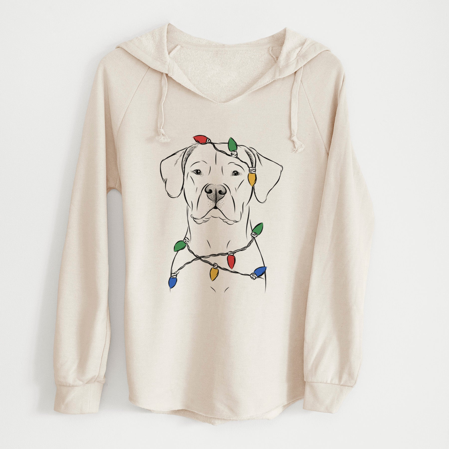 Christmas Lights Rufio the Dogo Argentino - Cali Wave Hooded Sweatshirt