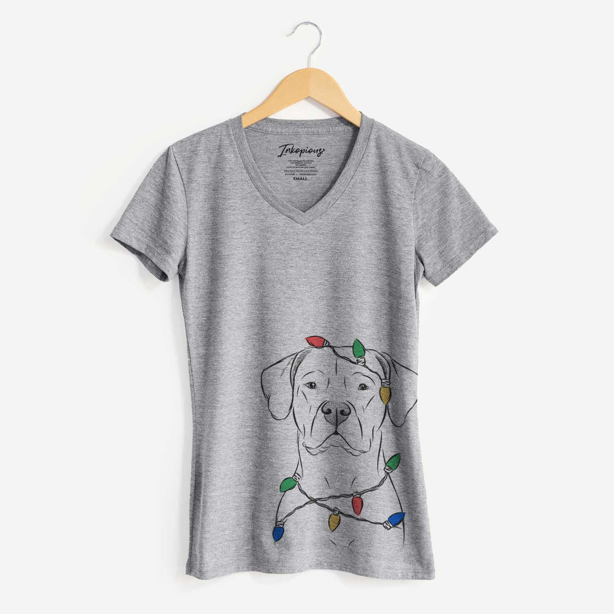 Christmas Lights Rufio the Dogo Argentino - Women's V-neck Shirt