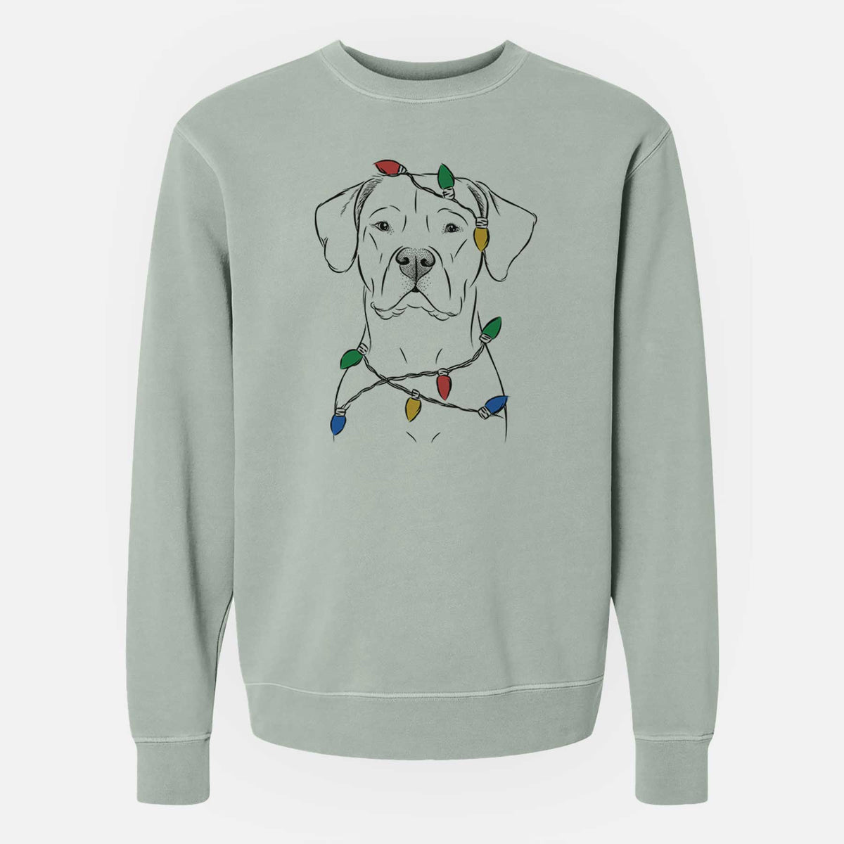 Christmas Lights Rufio the Dogo Argentino - Unisex Pigment Dyed Crew Sweatshirt