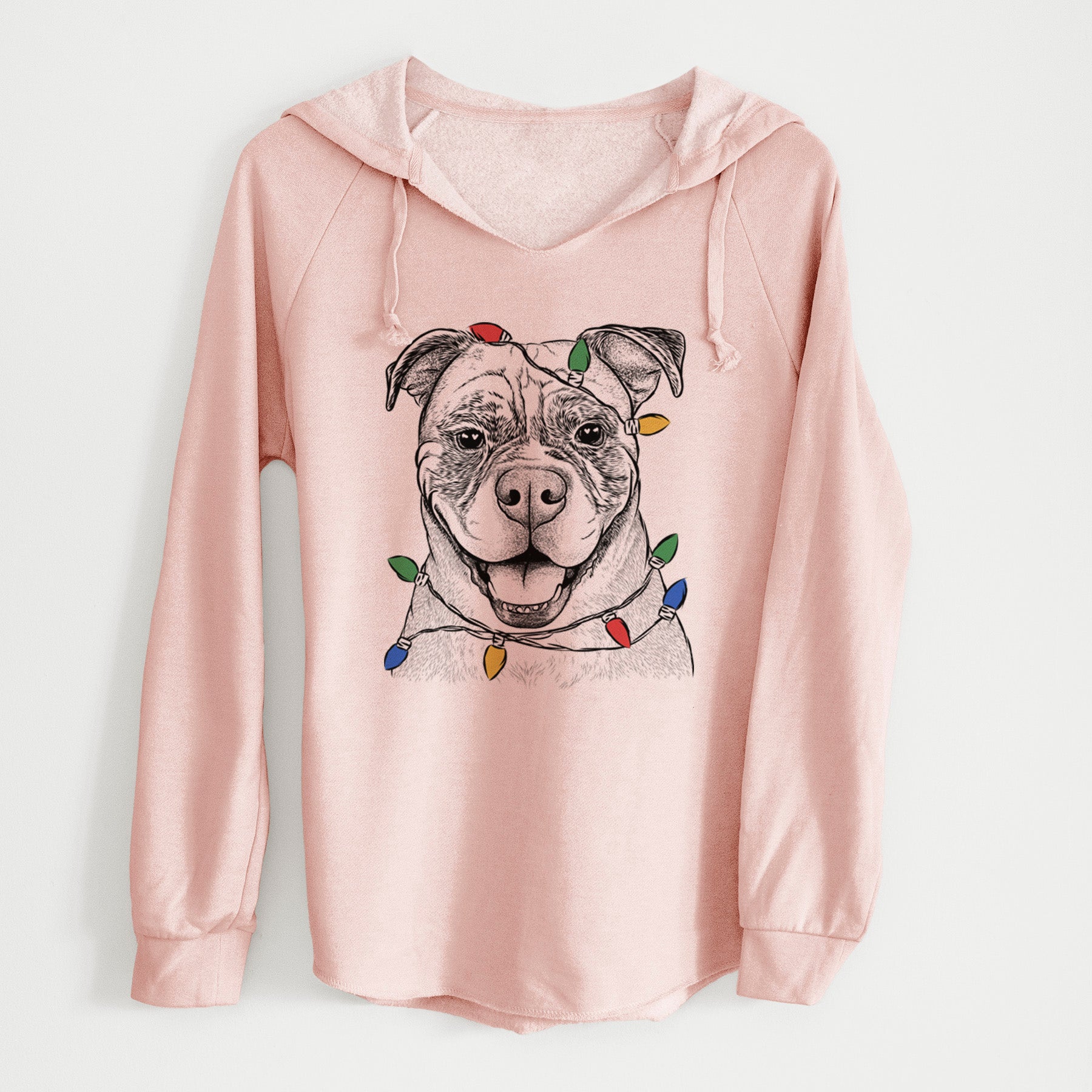 Christmas Lights Rufus the American Bulldog - Cali Wave Hooded Sweatshirt