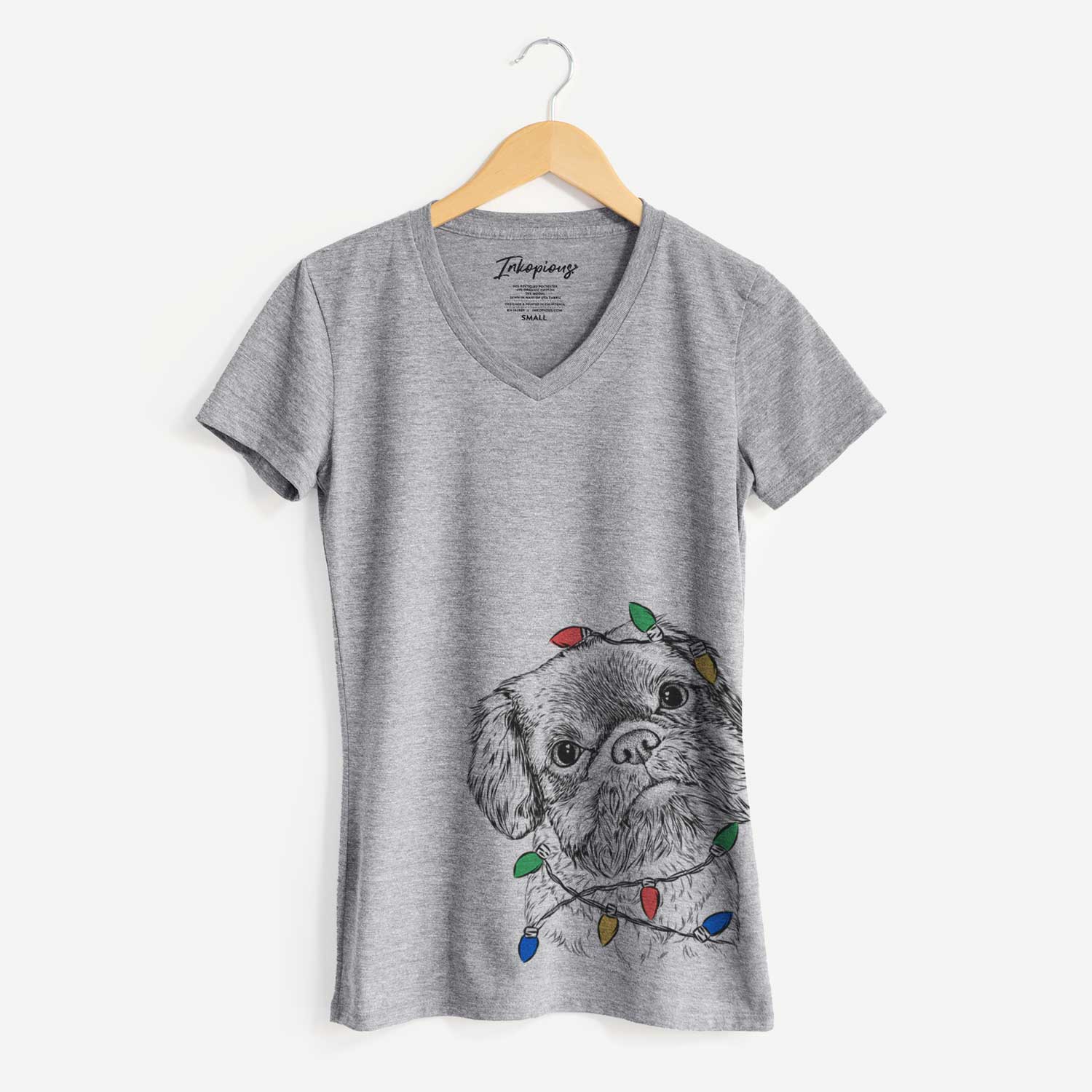 Christmas Lights Rufus the Shiffon - Women's V-neck Shirt