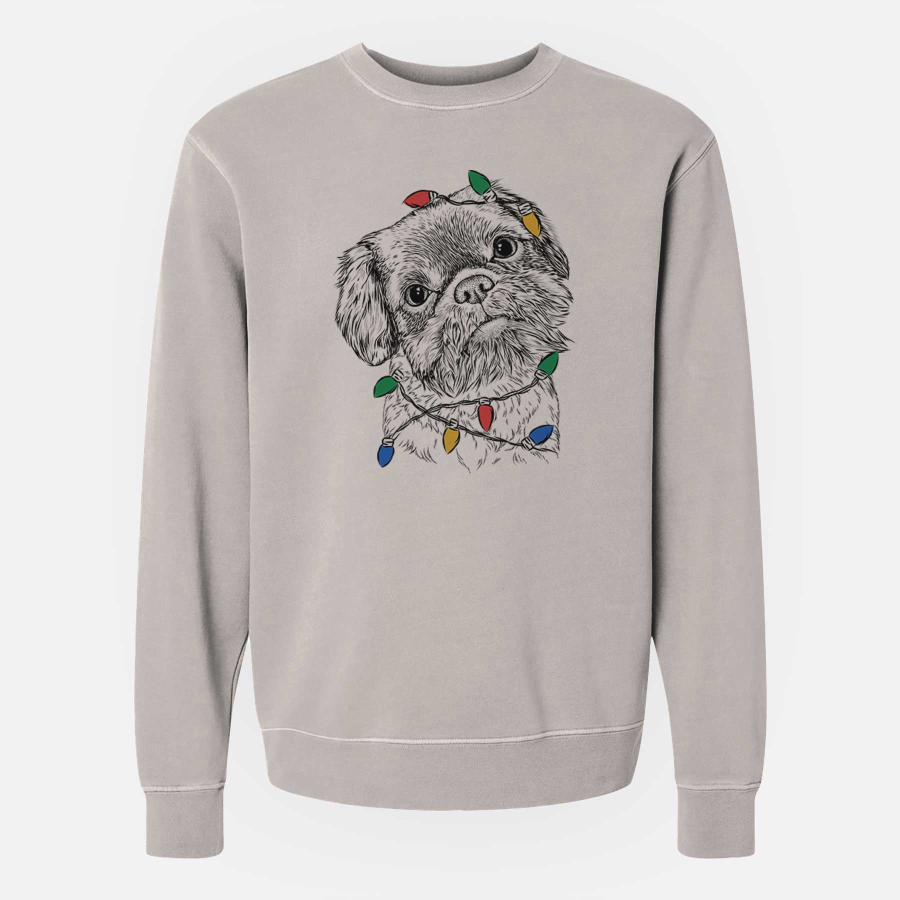 Christmas Lights Rufus the Shiffon - Unisex Pigment Dyed Crew Sweatshirt