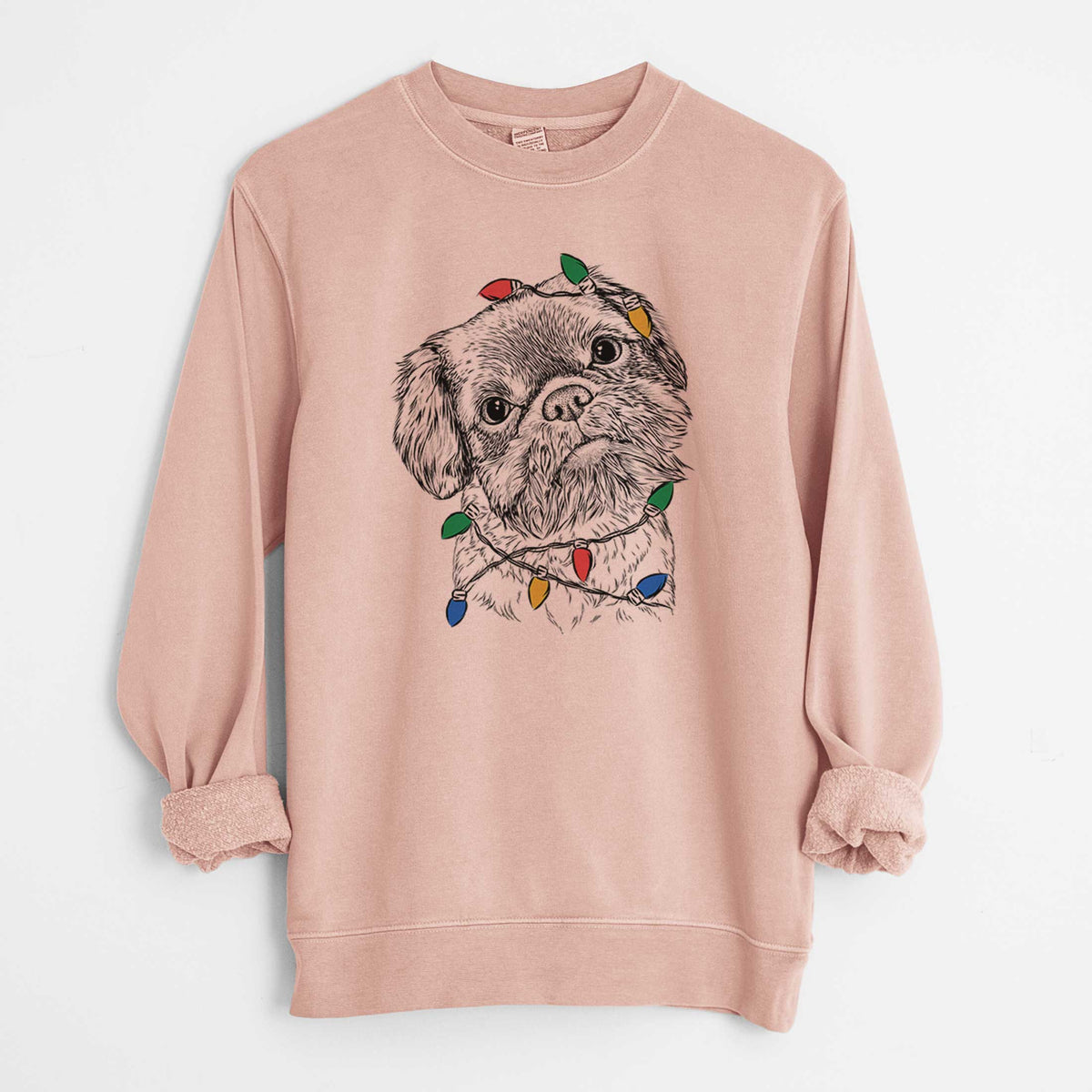 Christmas Lights Rufus the Shiffon - Unisex Pigment Dyed Crew Sweatshirt