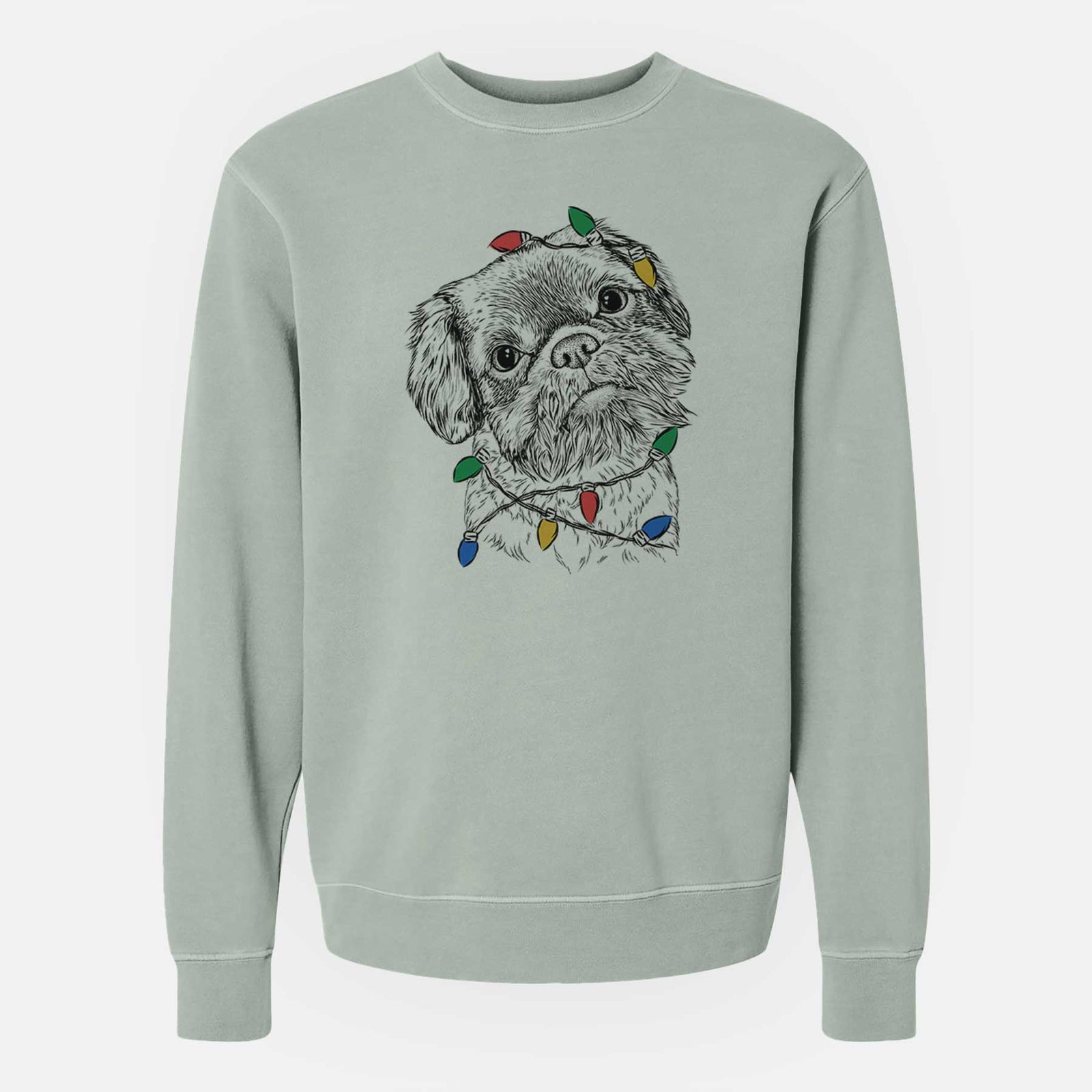 Christmas Lights Rufus the Shiffon - Unisex Pigment Dyed Crew Sweatshirt