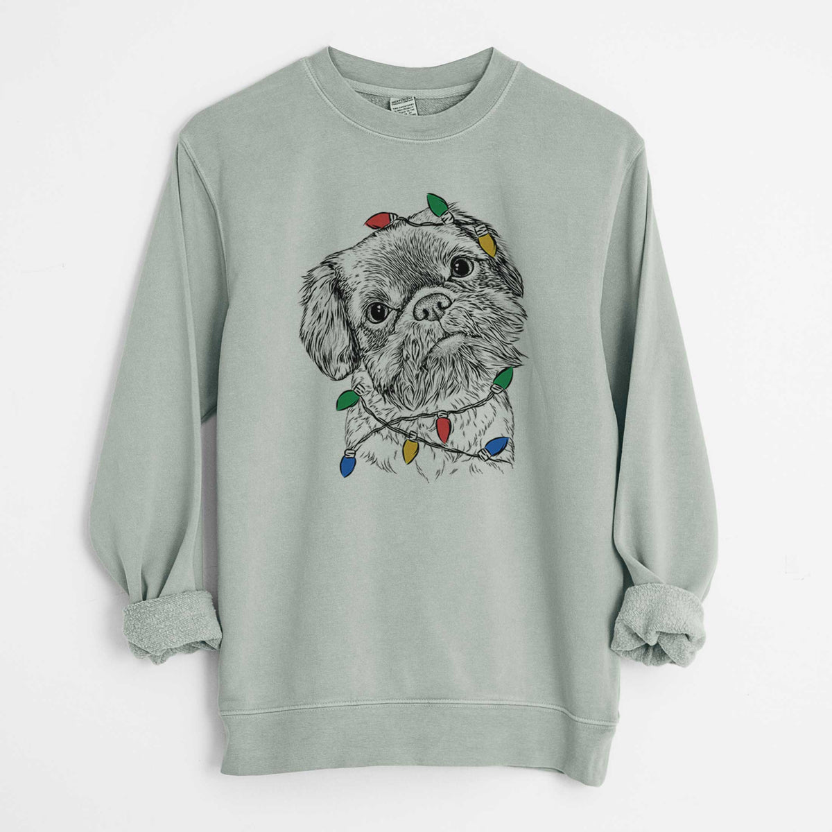 Christmas Lights Rufus the Shiffon - Unisex Pigment Dyed Crew Sweatshirt