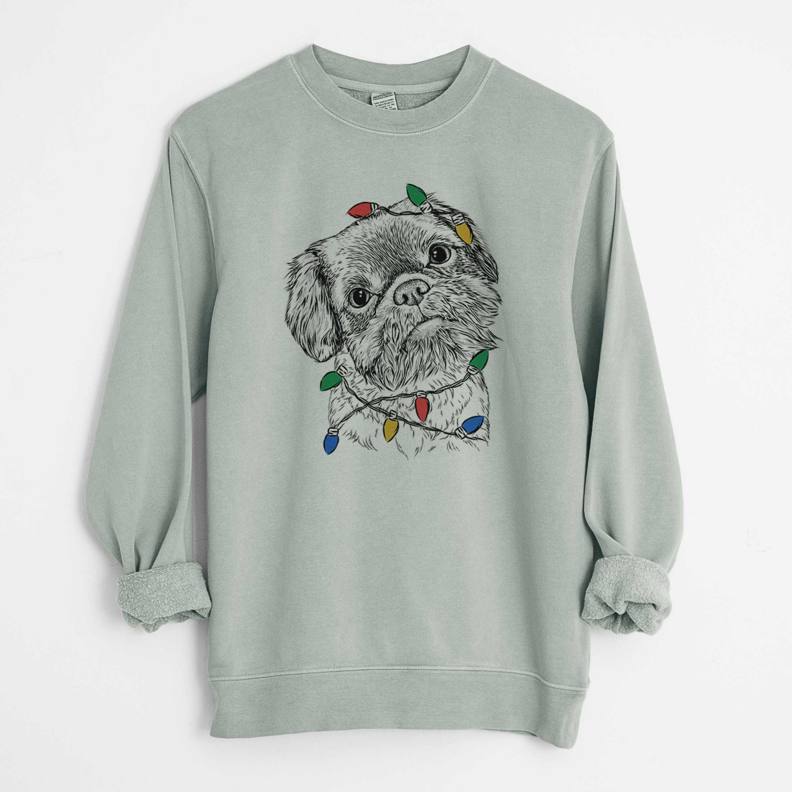 Christmas Lights Rufus the Shiffon - Unisex Pigment Dyed Crew Sweatshirt