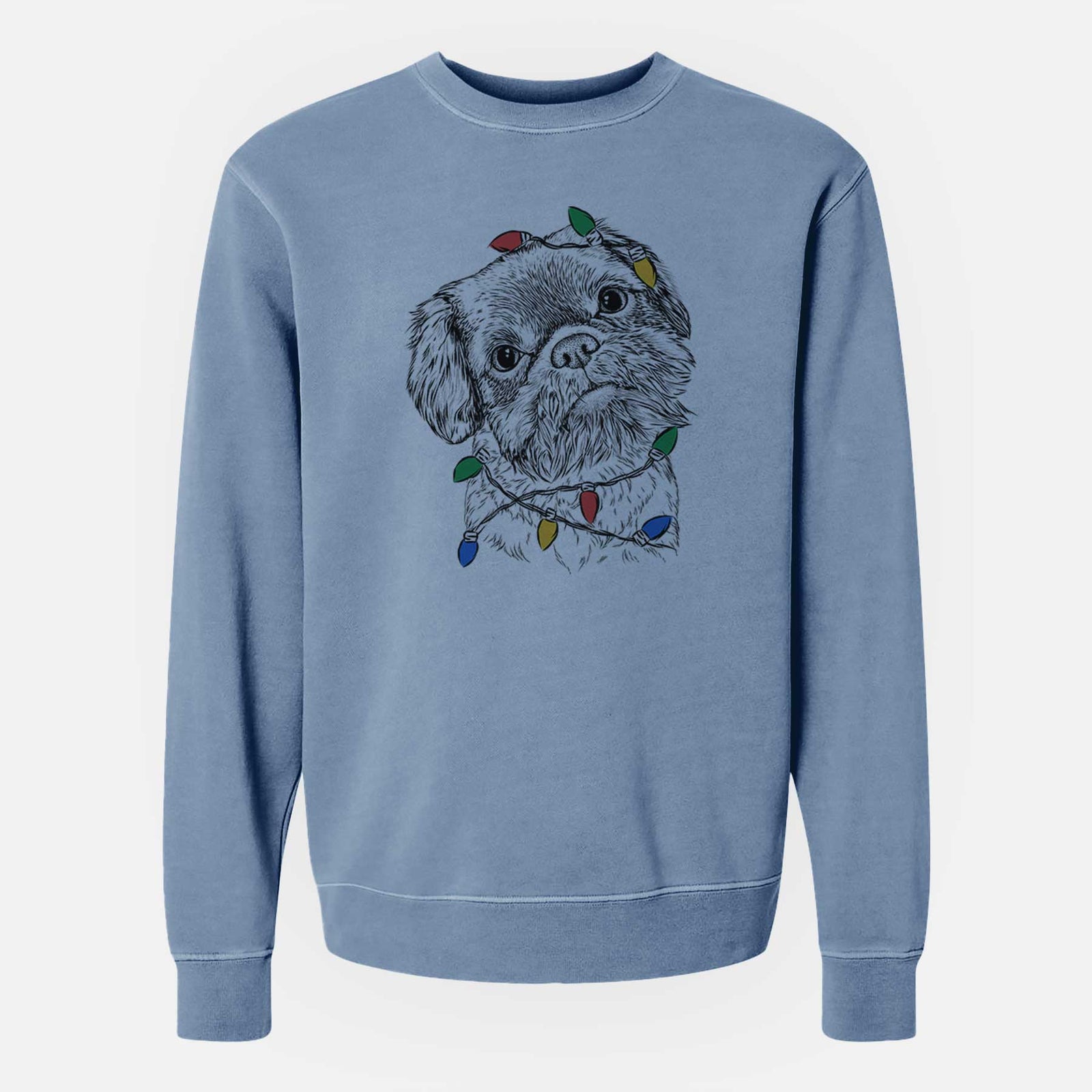 Christmas Lights Rufus the Shiffon - Unisex Pigment Dyed Crew Sweatshirt