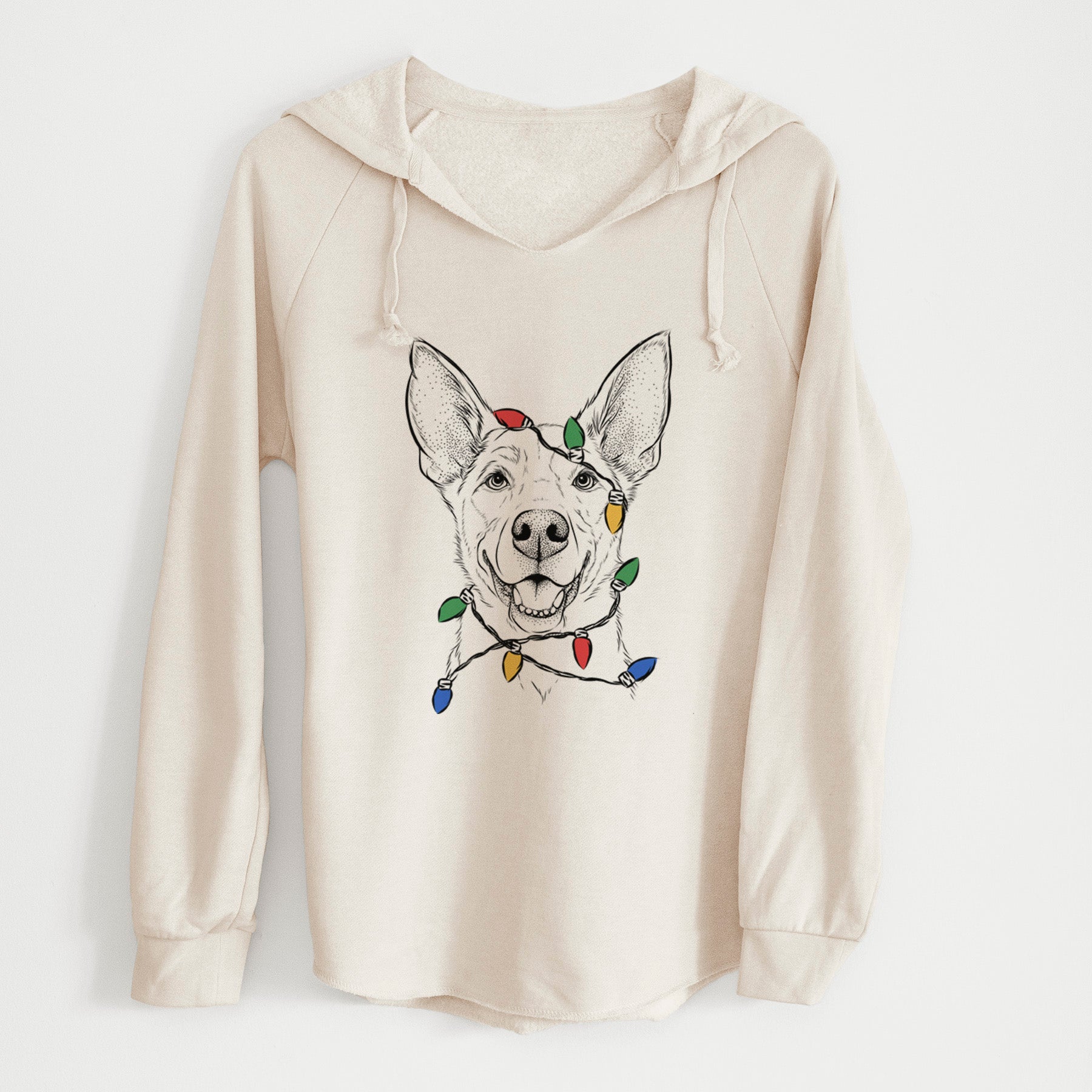 Christmas Lights Rumley the Kelpie Mix - Cali Wave Hooded Sweatshirt