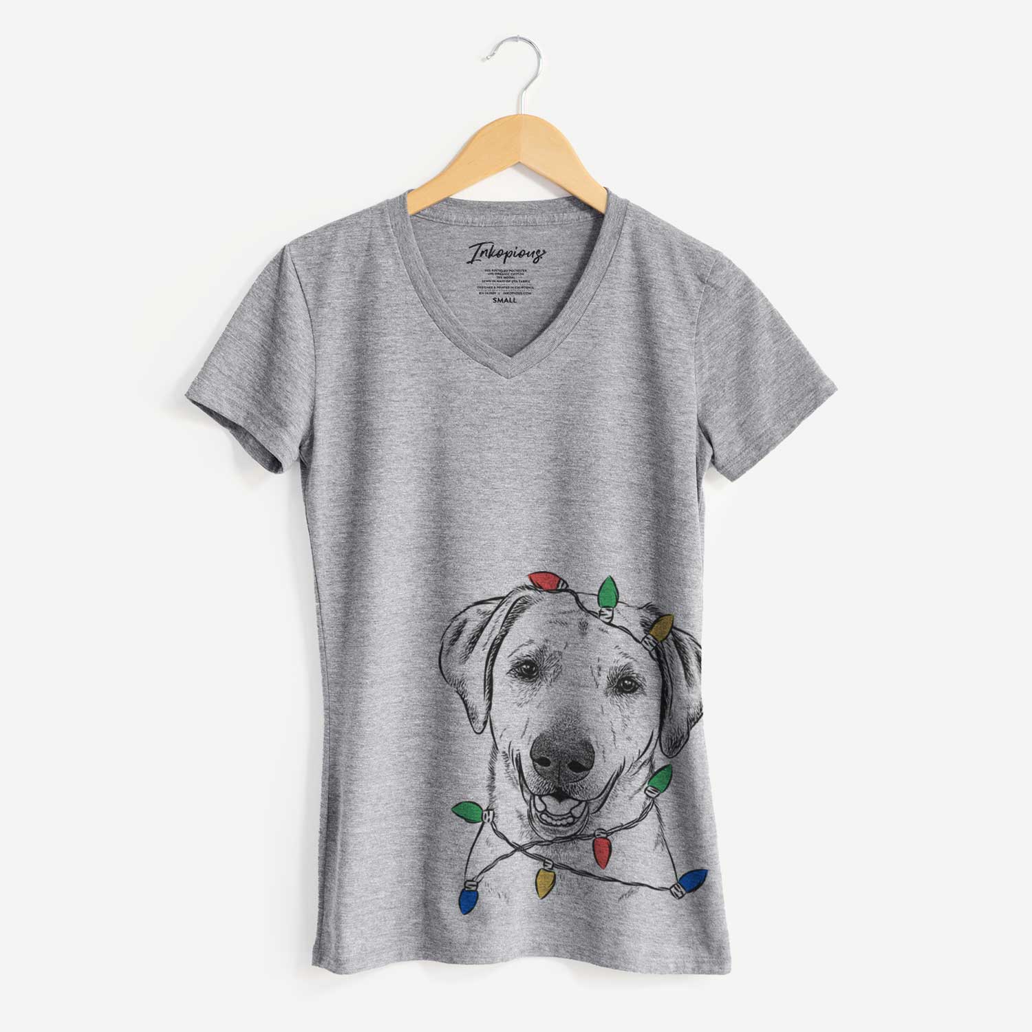Christmas Lights Rusty the Labrador Retriever - Women's V-neck Shirt