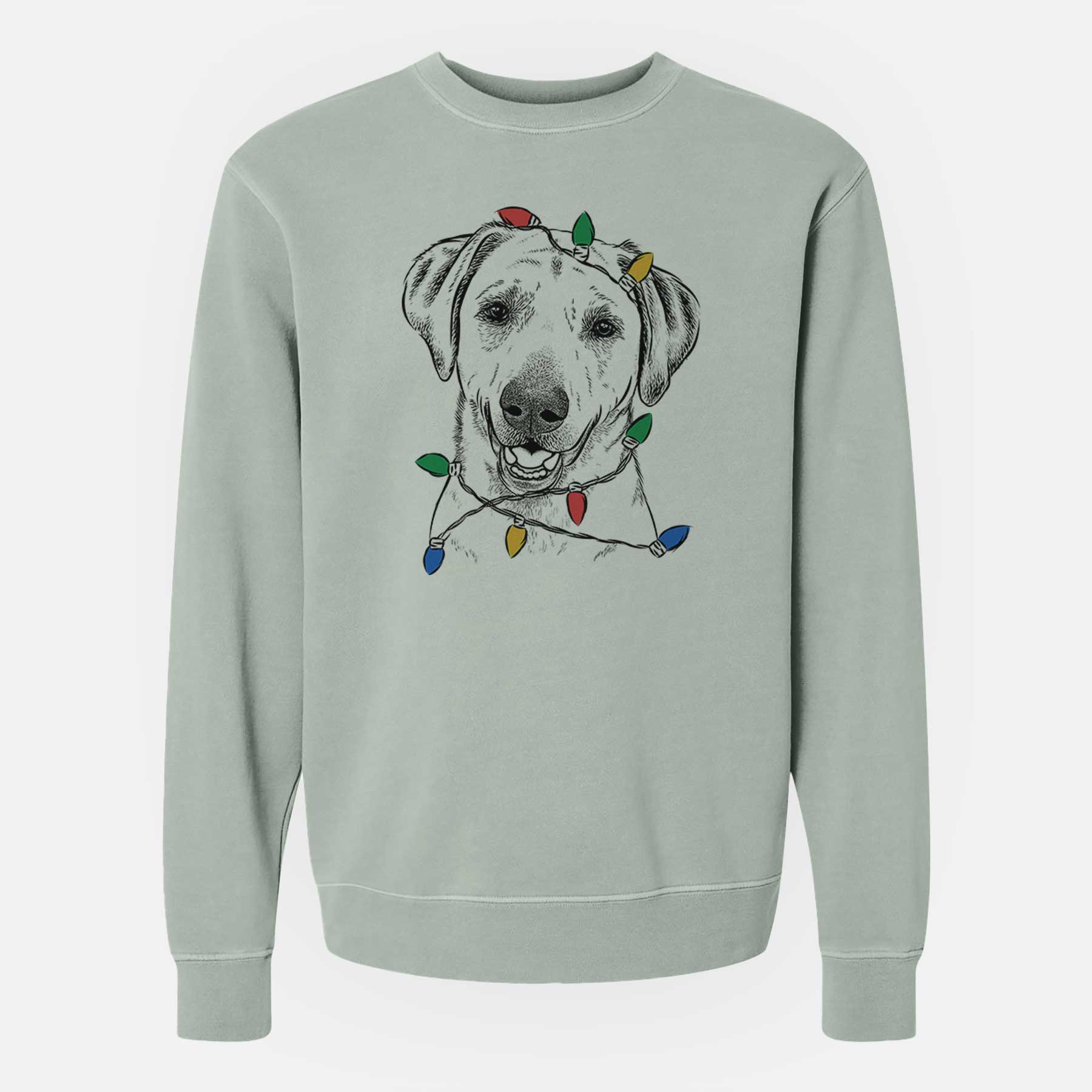 Christmas Lights Rusty the Labrador Retriever - Unisex Pigment Dyed Crew Sweatshirt