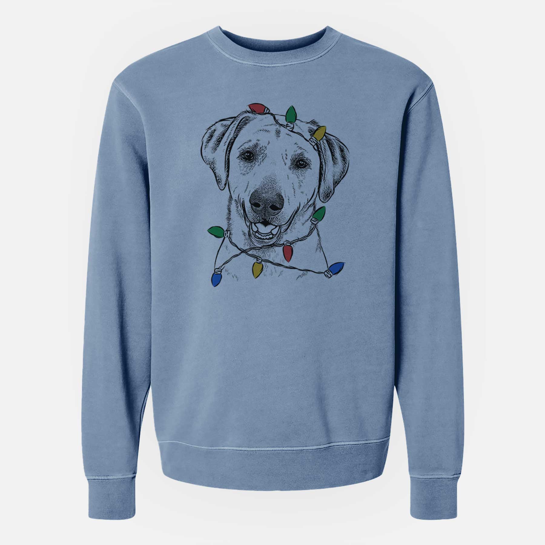 Christmas Lights Rusty the Labrador Retriever - Unisex Pigment Dyed Crew Sweatshirt