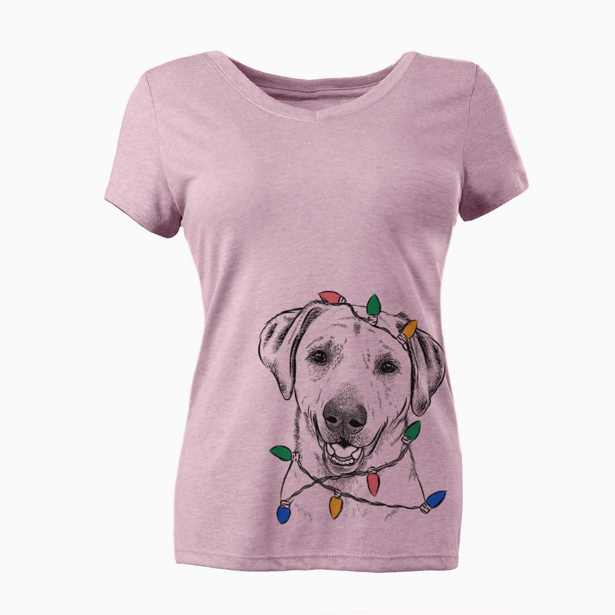 Christmas Lights Rusty the Labrador Retriever - Women's V-neck Shirt