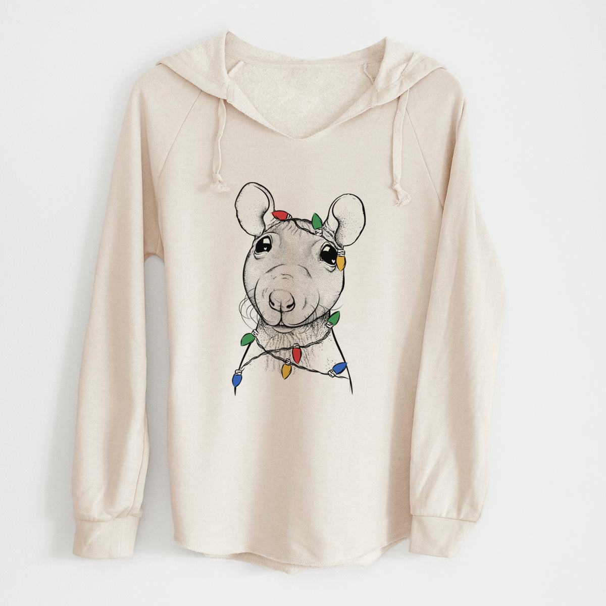 Christmas Lights Ruthie the Hairless Rat - Cali Wave Hooded Sweatshirt