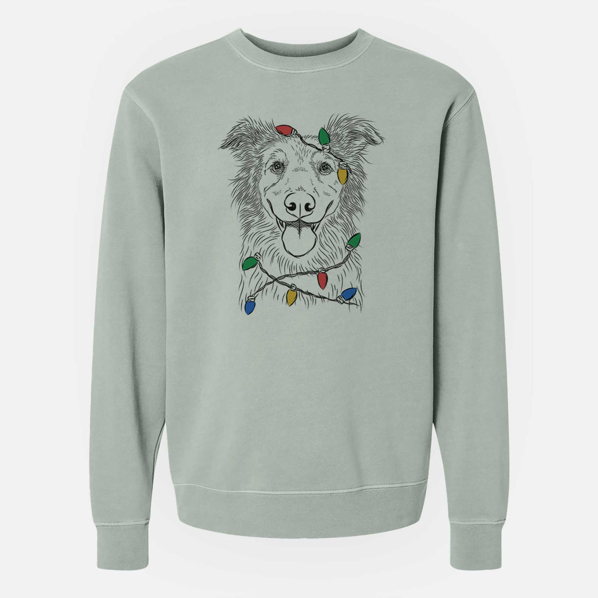 Christmas Lights Ruxtin the Mixed Breed - Unisex Pigment Dyed Crew Sweatshirt