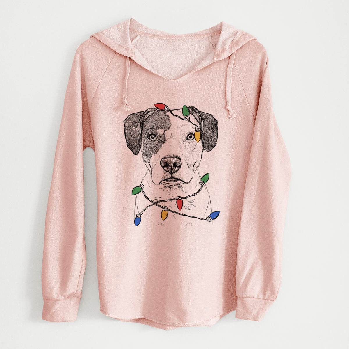 Christmas Lights Ryleigh the Beagle Pitbull Mix - Cali Wave Hooded Sweatshirt