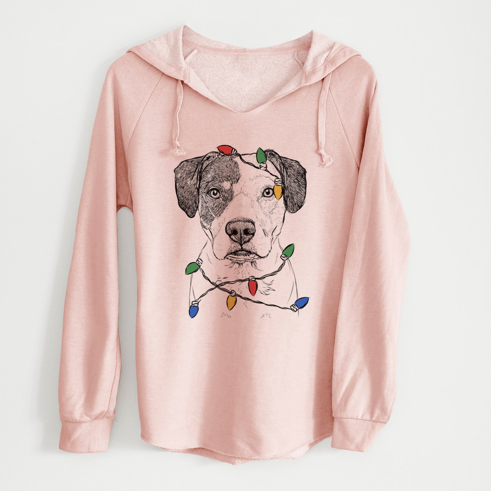 Christmas Lights Ryleigh the Beagle Pitbull Mix - Cali Wave Hooded Sweatshirt